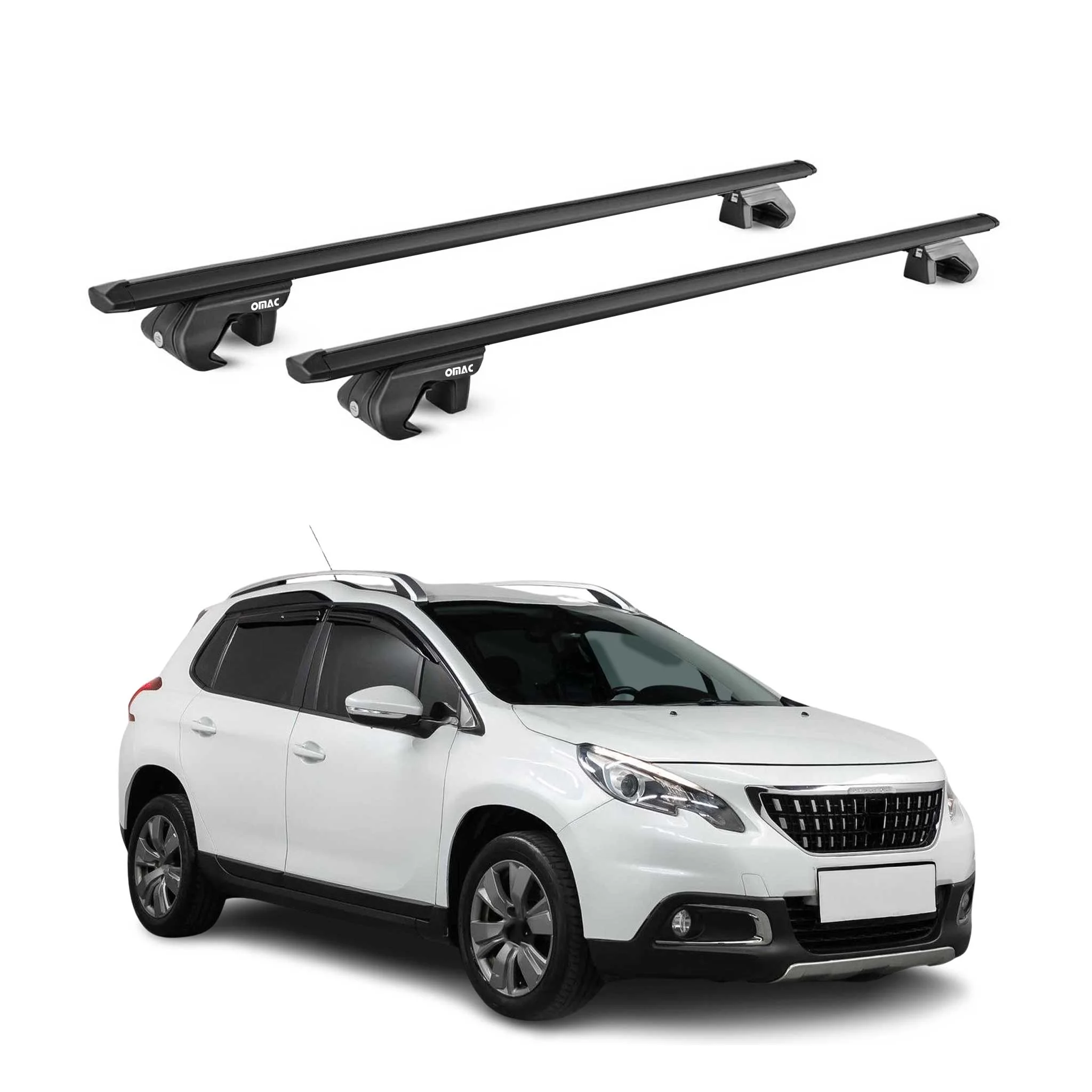 Dachträger Grundtäger für Peugeot 2008 I 2013-2019 90kg Aluminium Schwarz ABE