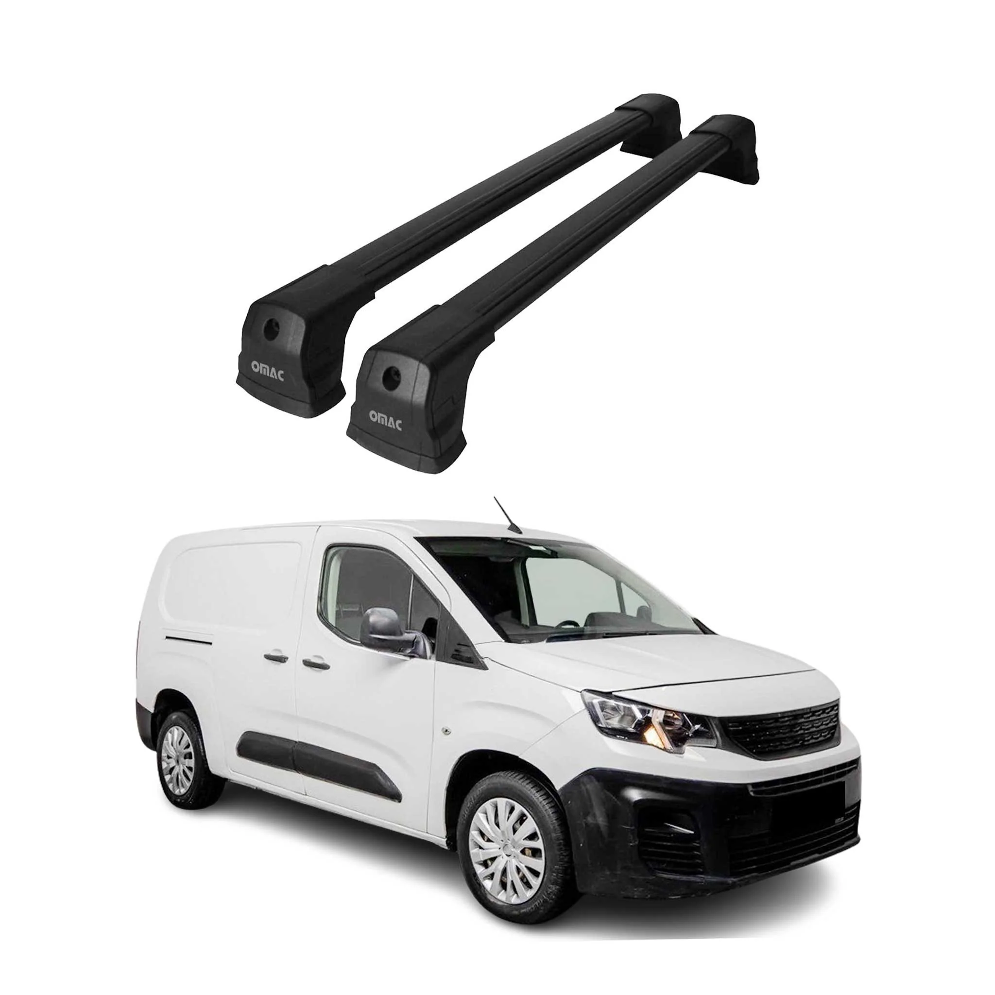 Dachträger Grundtäger für Peugeot Partner mk3 2018-2026 Aluminium Schwarz 2 tlg