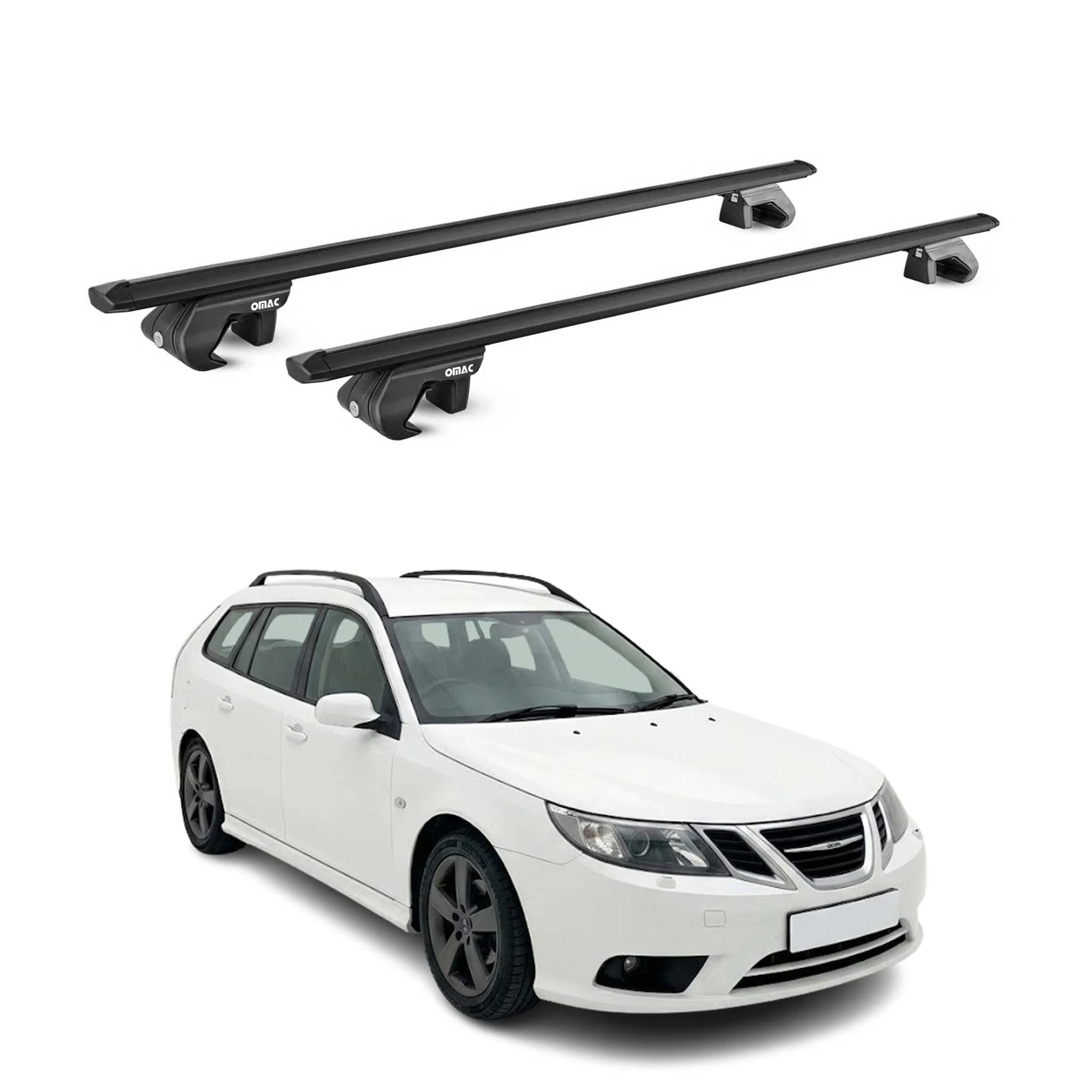 Dachträger Grundtäger für Saab 9-3X 2009-2013 90kg Aluminium Schwarz 2 tlg ABE