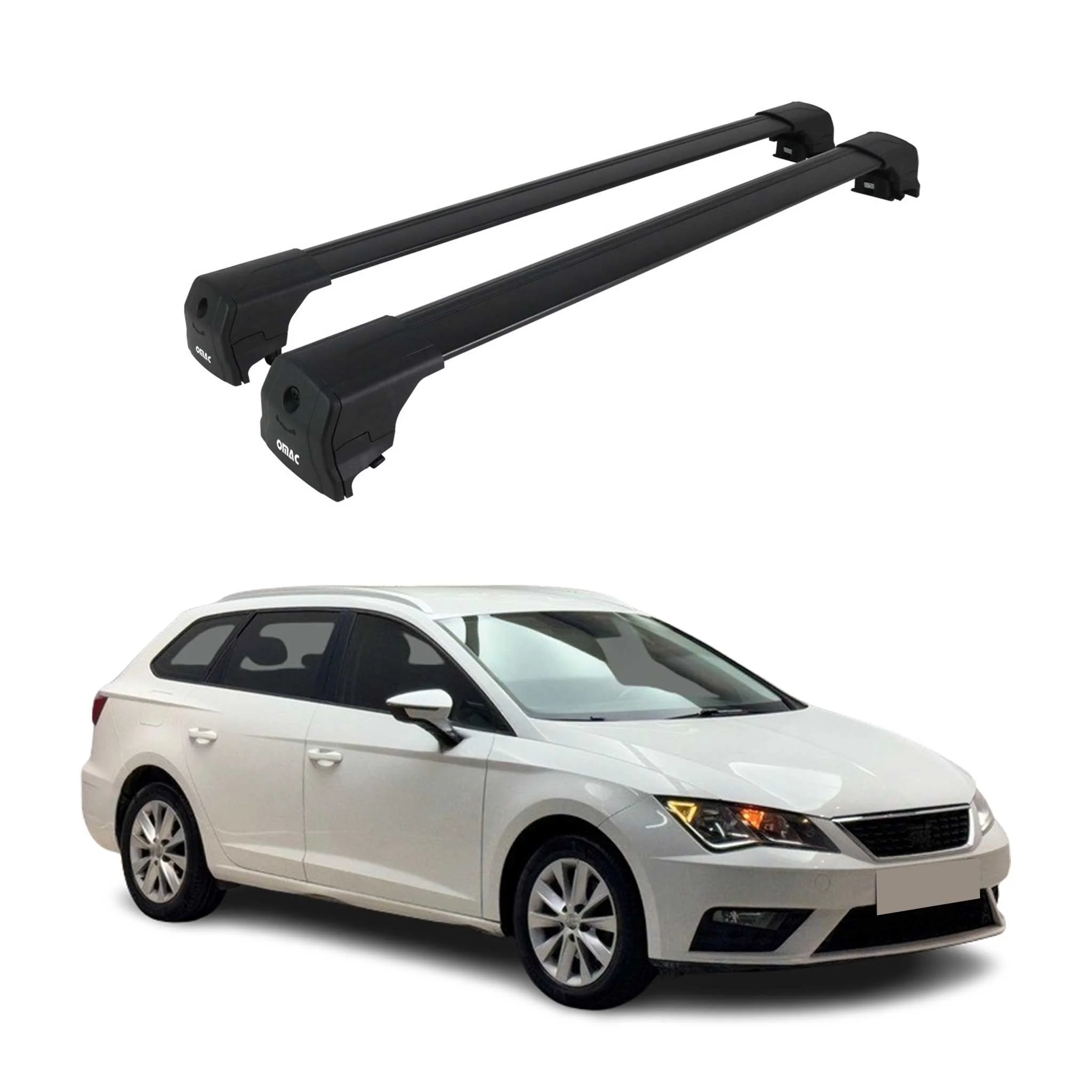 Dachträger Grundtäger für Seat Leon III Kombi 2014-2020 FL Aluminium Schwarz 2x