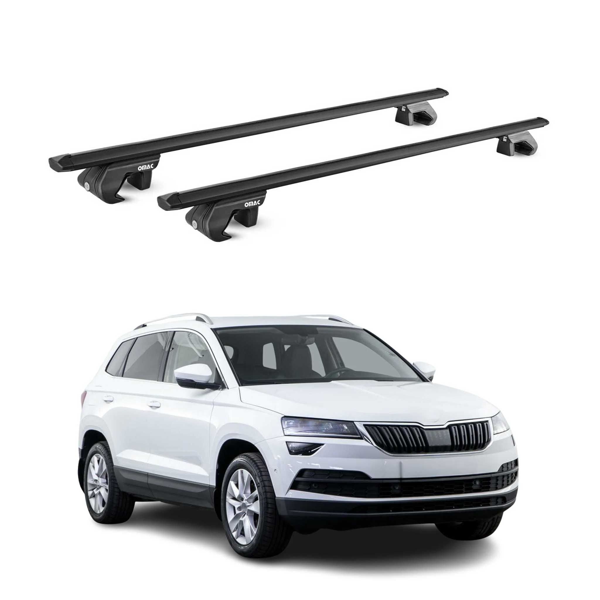Dachträger Grundtäger für Skoda Karoq 2017-2026 90kg Aluminium Schwarz 2 tlg ABE