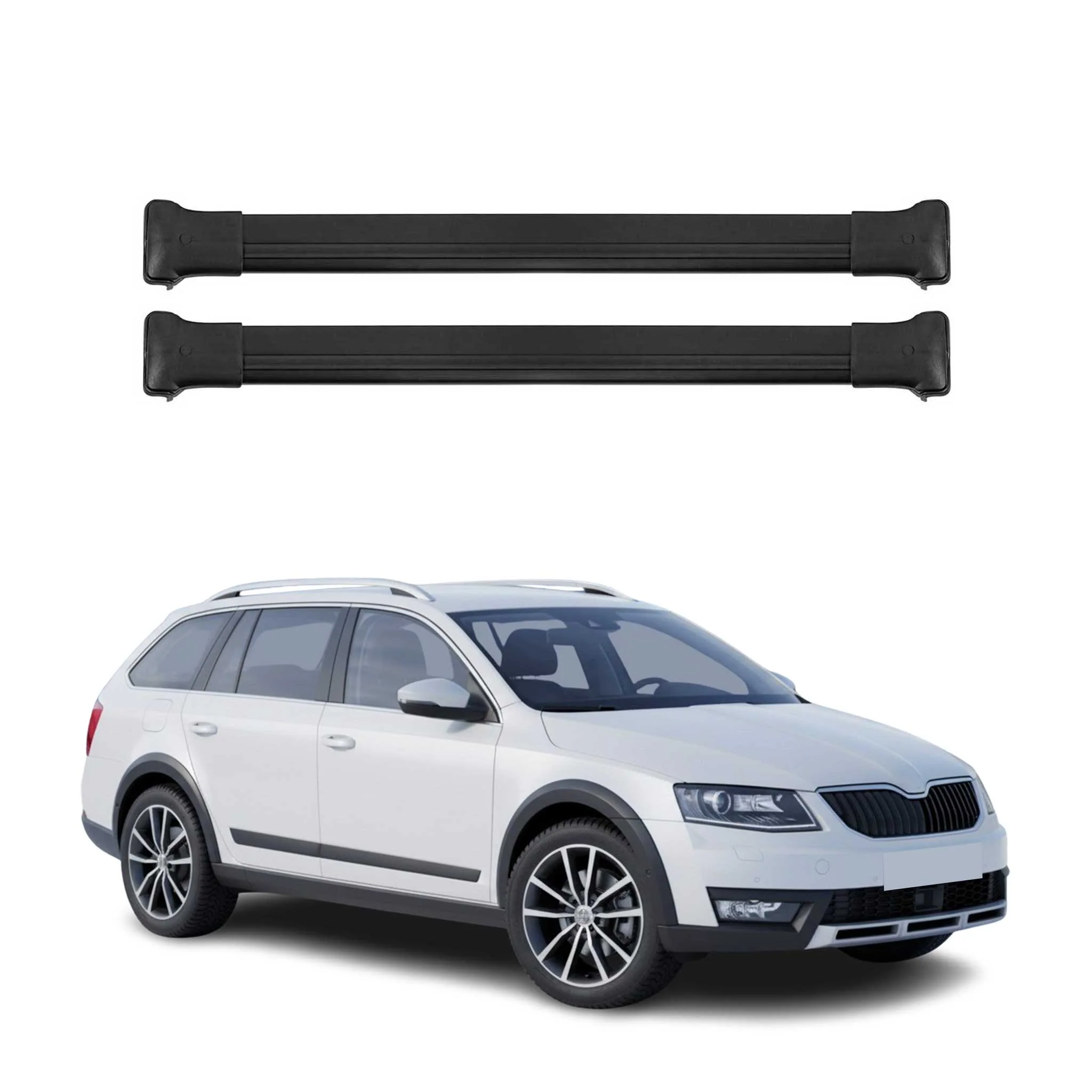 Dachträger Grundtäger für Skoda Octavia Scout mk3 Kombi 2013-2020 Alu Schwarz 2x