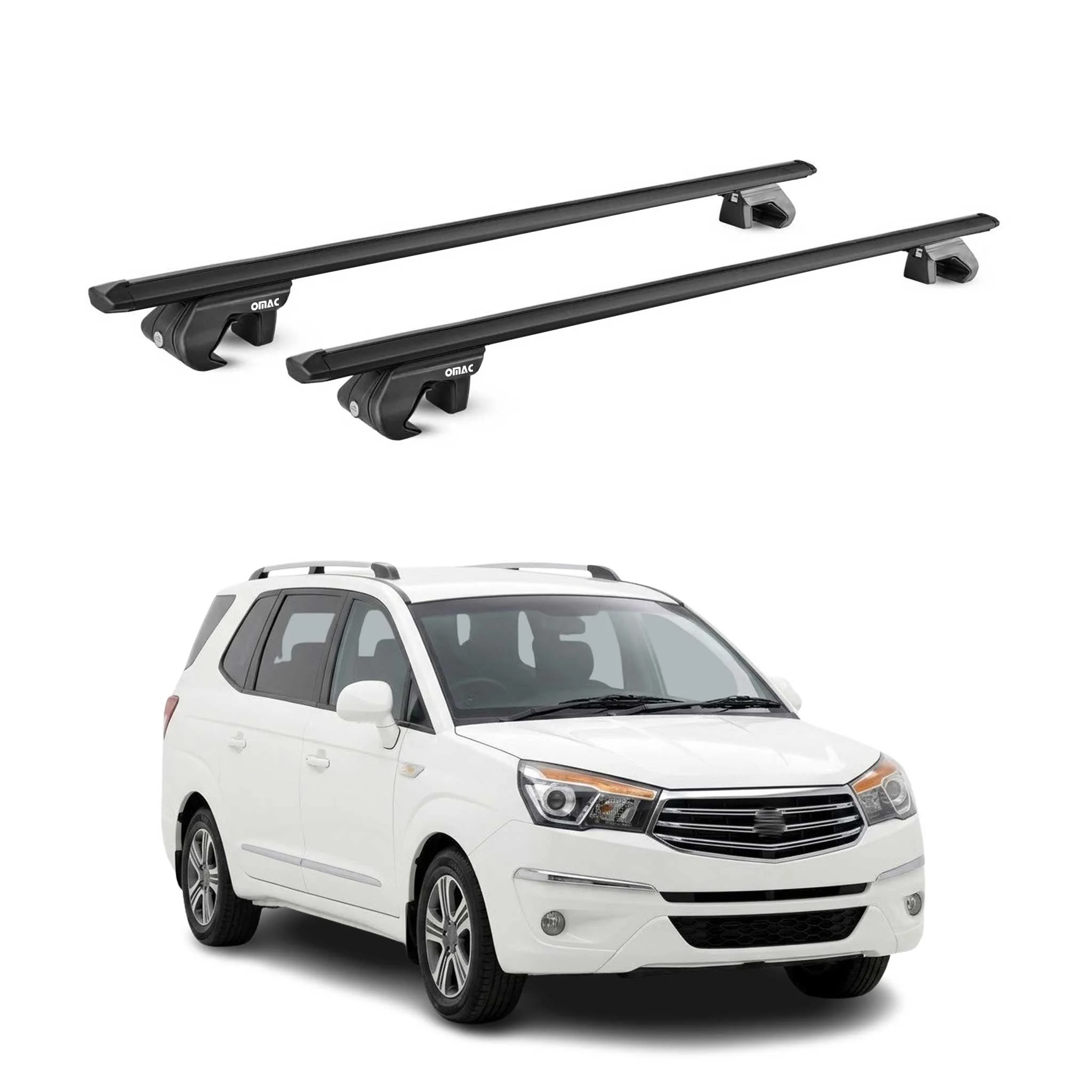 Dachträger Grundtäger für Ssangyong Rodius II 2012-2019 90kg Alu Schwarz ABE