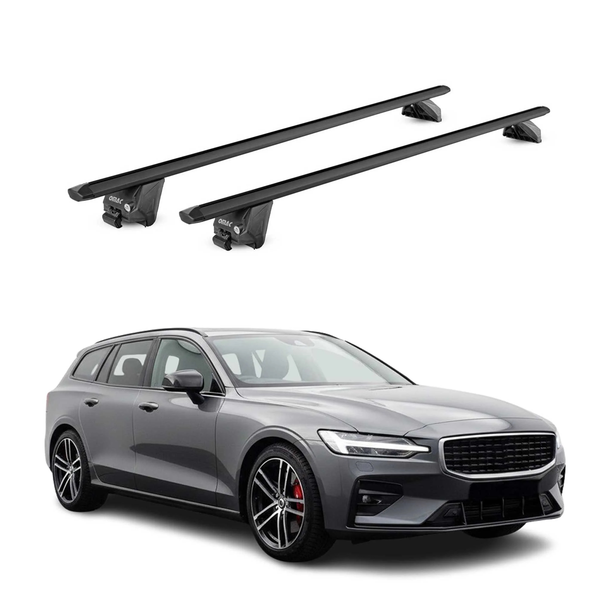 Dachträger Grundtäger für Volvo V60 II 2019-26 100kg Aluminium Schwarz 2 tlg ABE