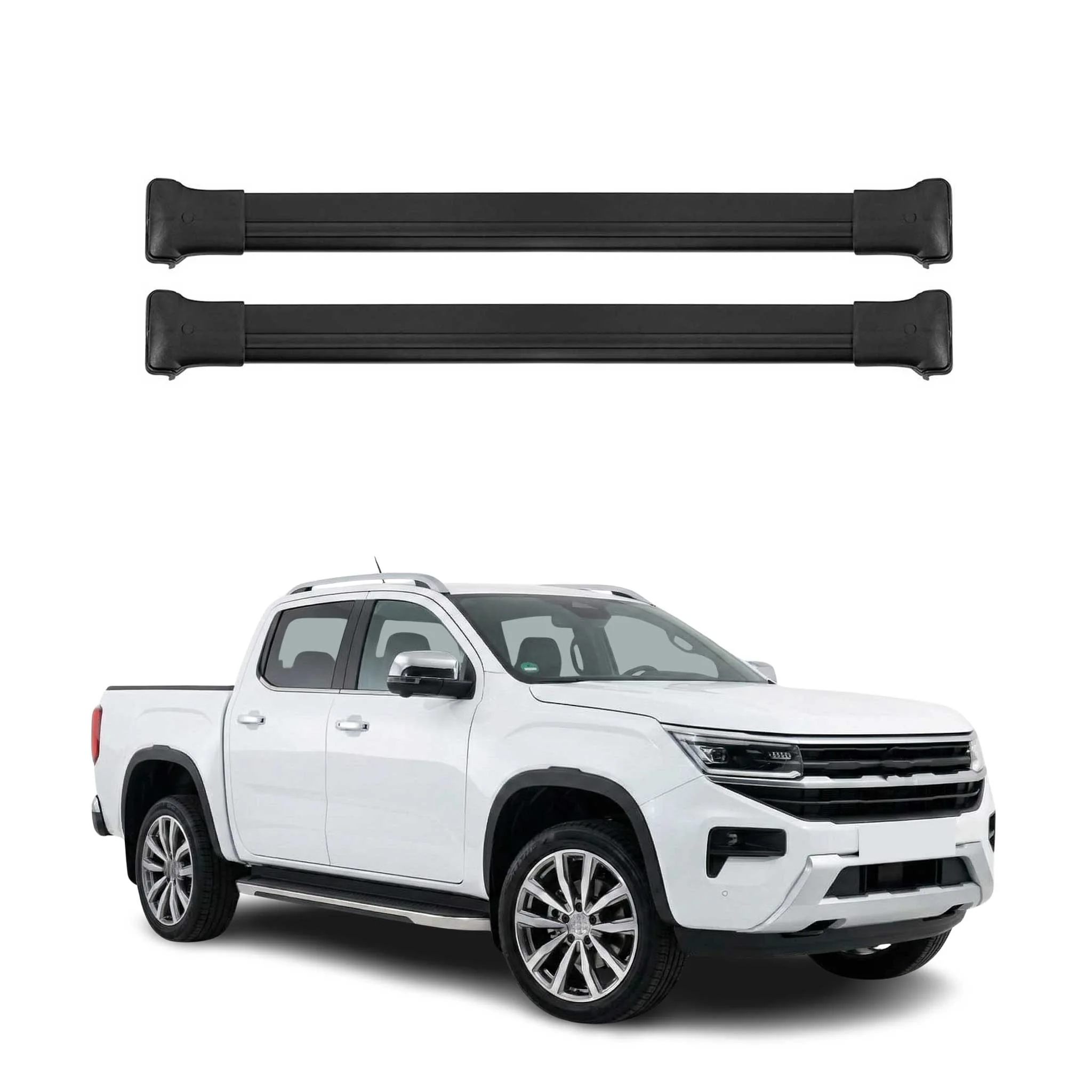 Dachträger Grundtäger für VW Amarok II 2023-2026 75kg Aluminium Schwarz 2tlg