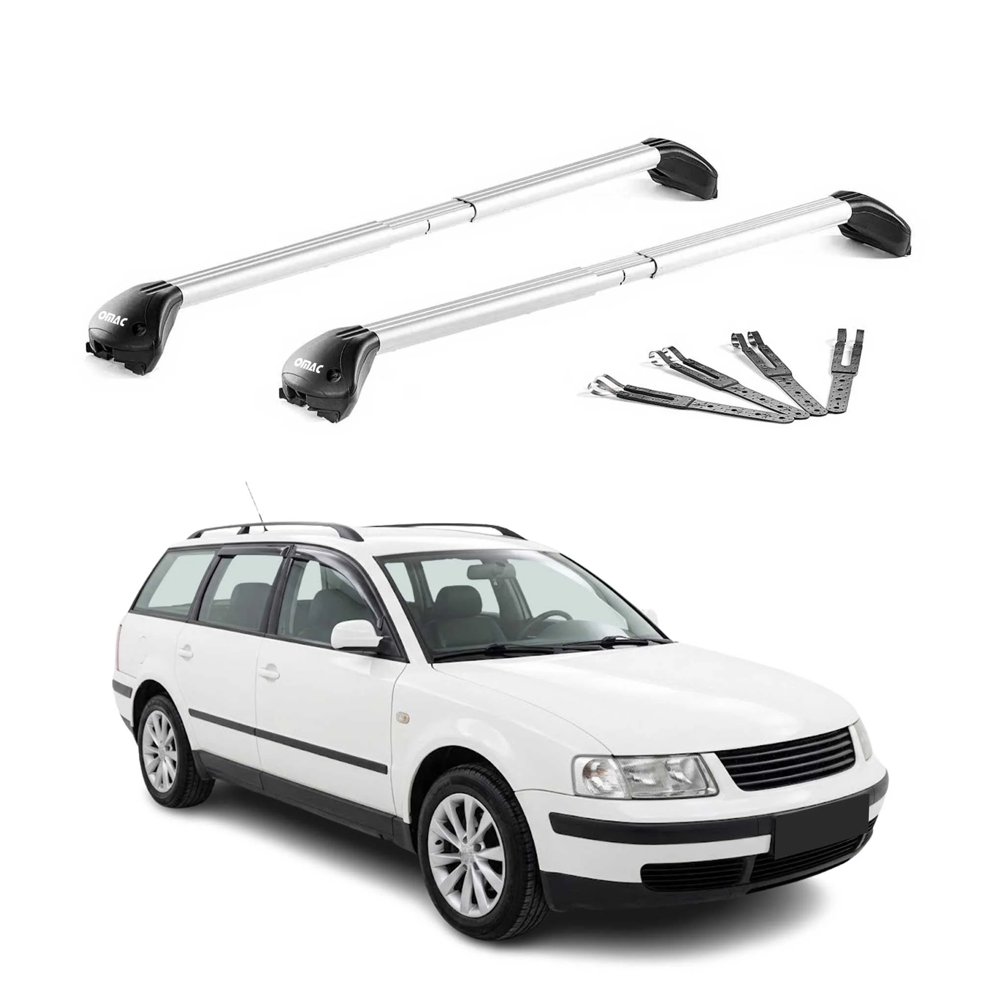 Dachträger Grundtäger für VW Passat B5 Variant 2000-05 Facelift Alu Grau 2x ABE