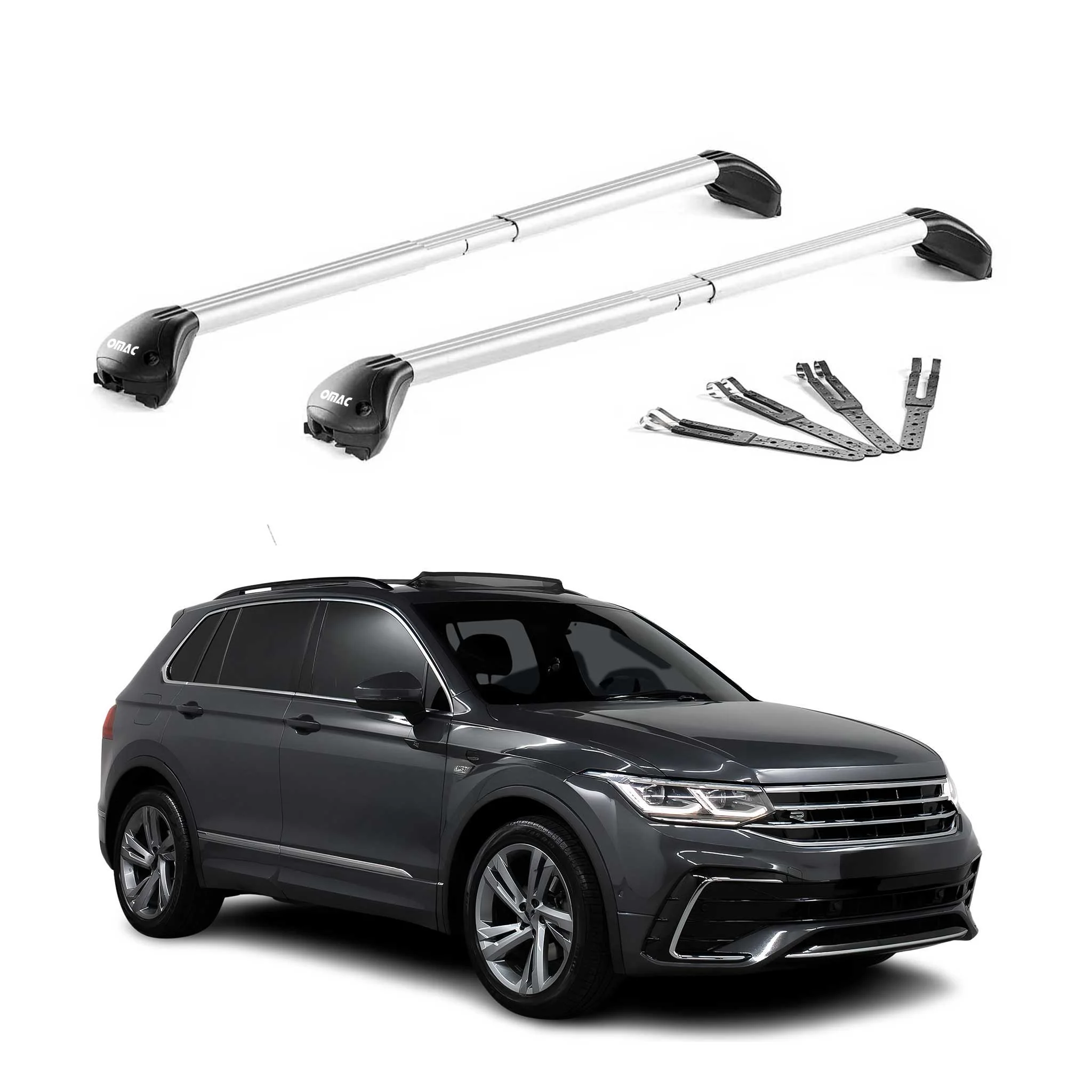 Dachträger Grundtäger für VW Tiguan Allspace II 2016-2023 100kg Alu Grau 2x ABE