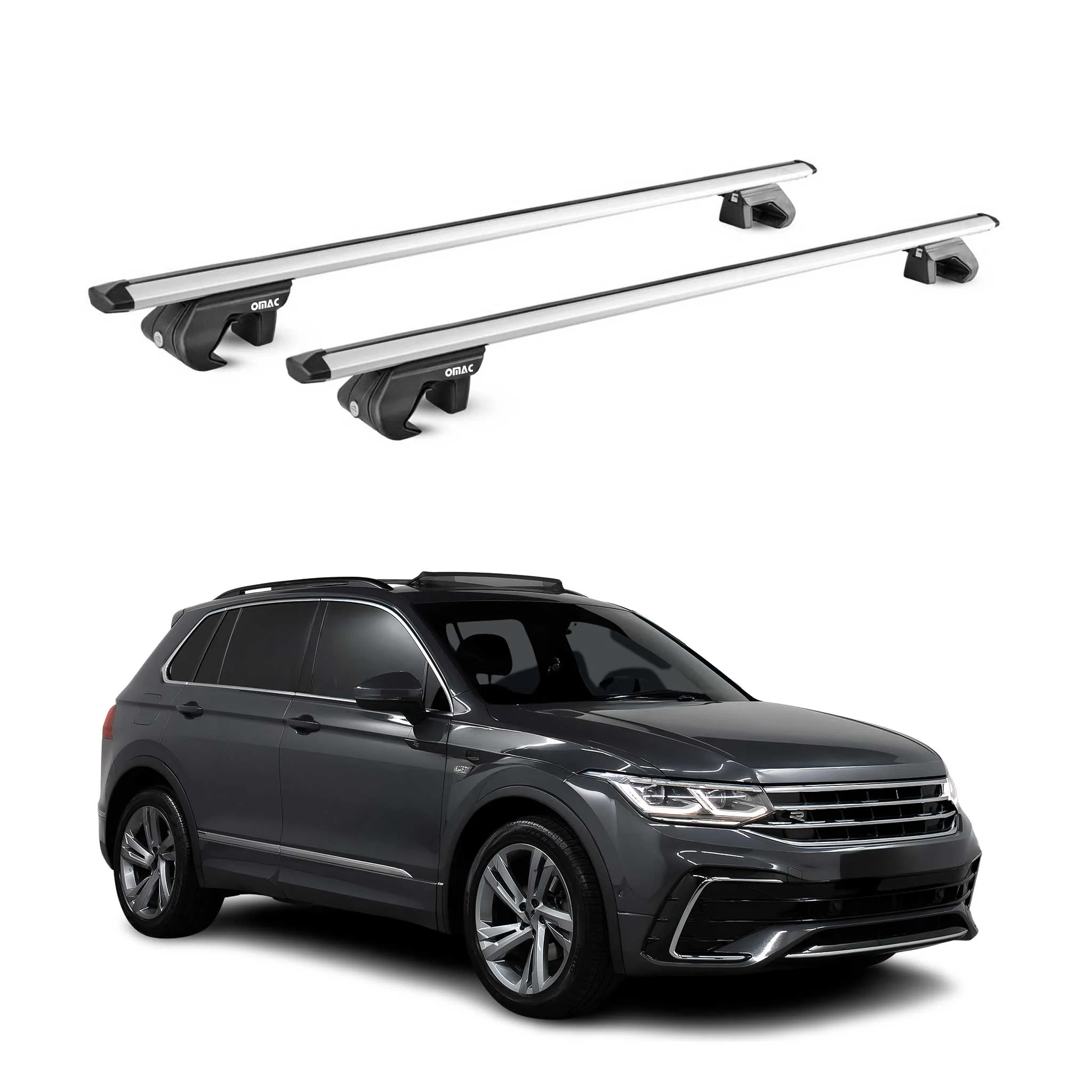Dachträger Grundtäger für VW Tiguan II 2016-2023 90kg Aluminium Silber 2x ABE