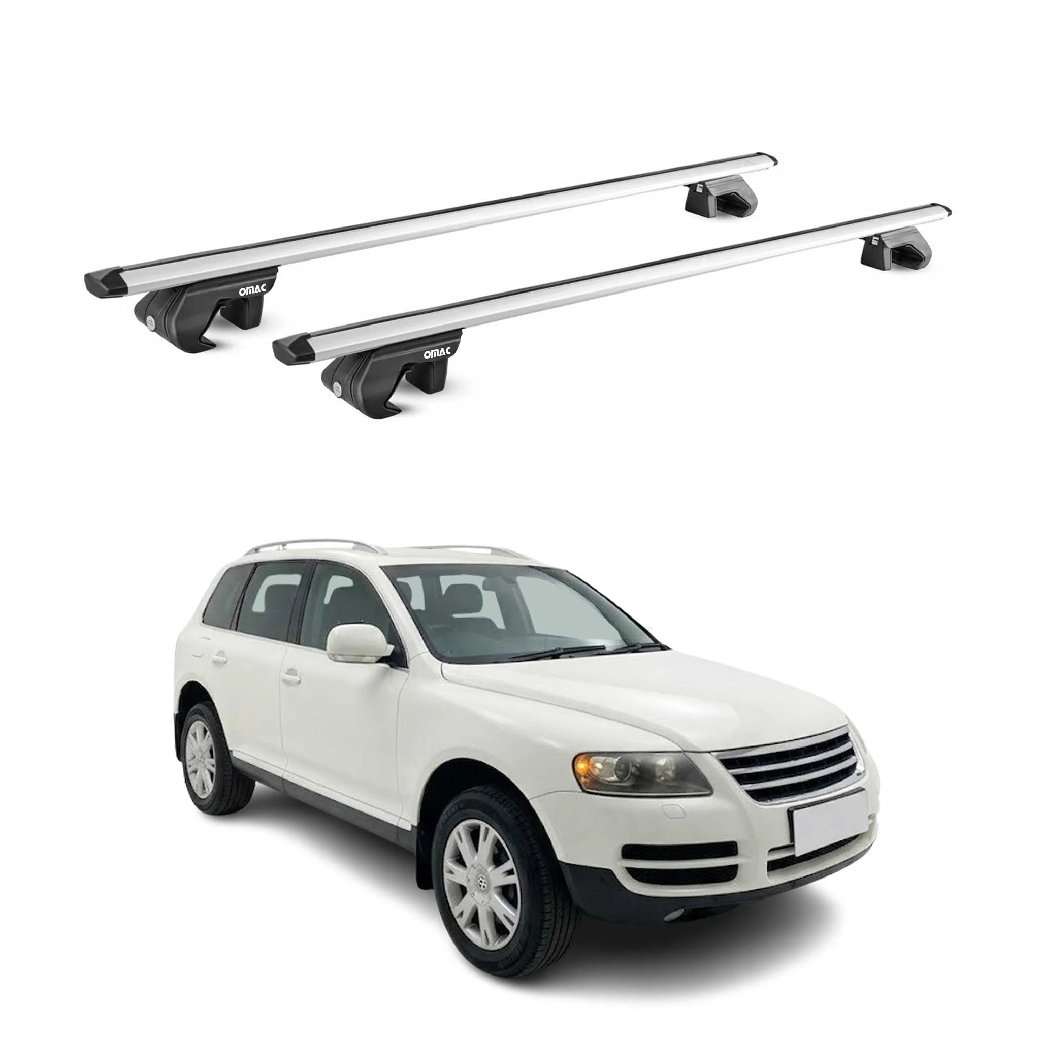 Dachträger Grundtäger für VW Touareg I 2002-2010 90kg Aluminium Silber 2x ABE