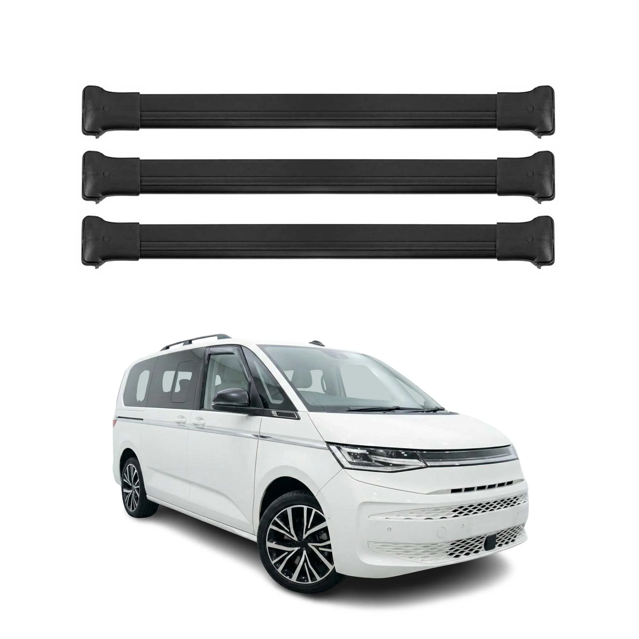 Dachträger Grundtäger für VW Transporter T7 2023-2026 Aluminium Schwarz 3 tlg