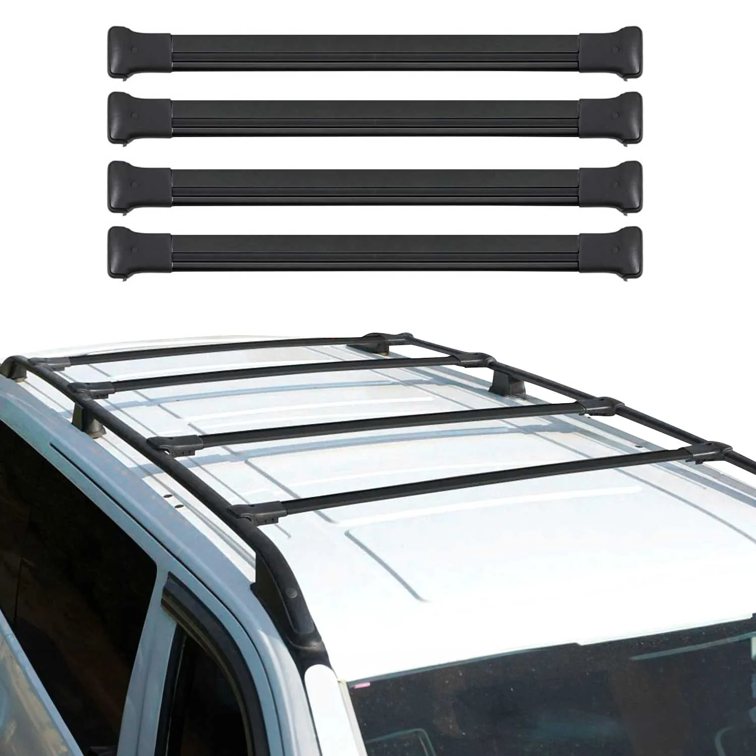 Dachträger Grundtäger für VW Transporter T7 2023-2026 75kg Aluminium Schwarz 4x - Image 2