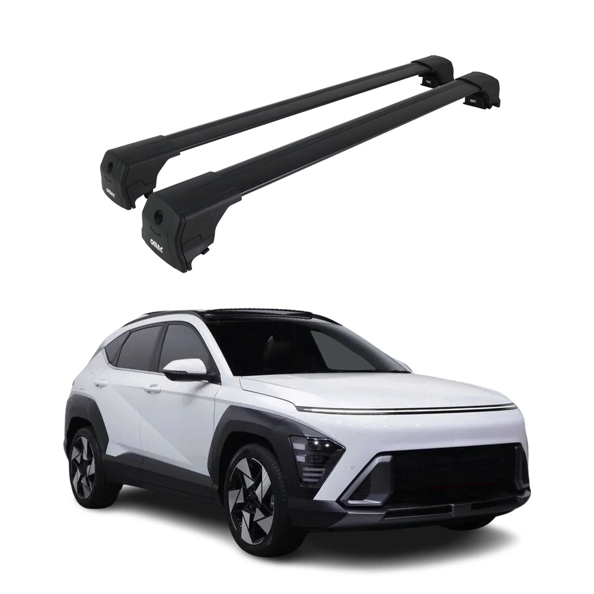 Dachträger Grundtäger für Hyundai Kona 2 2024-2026 75kg Aluminium Schwarz 2 tlg