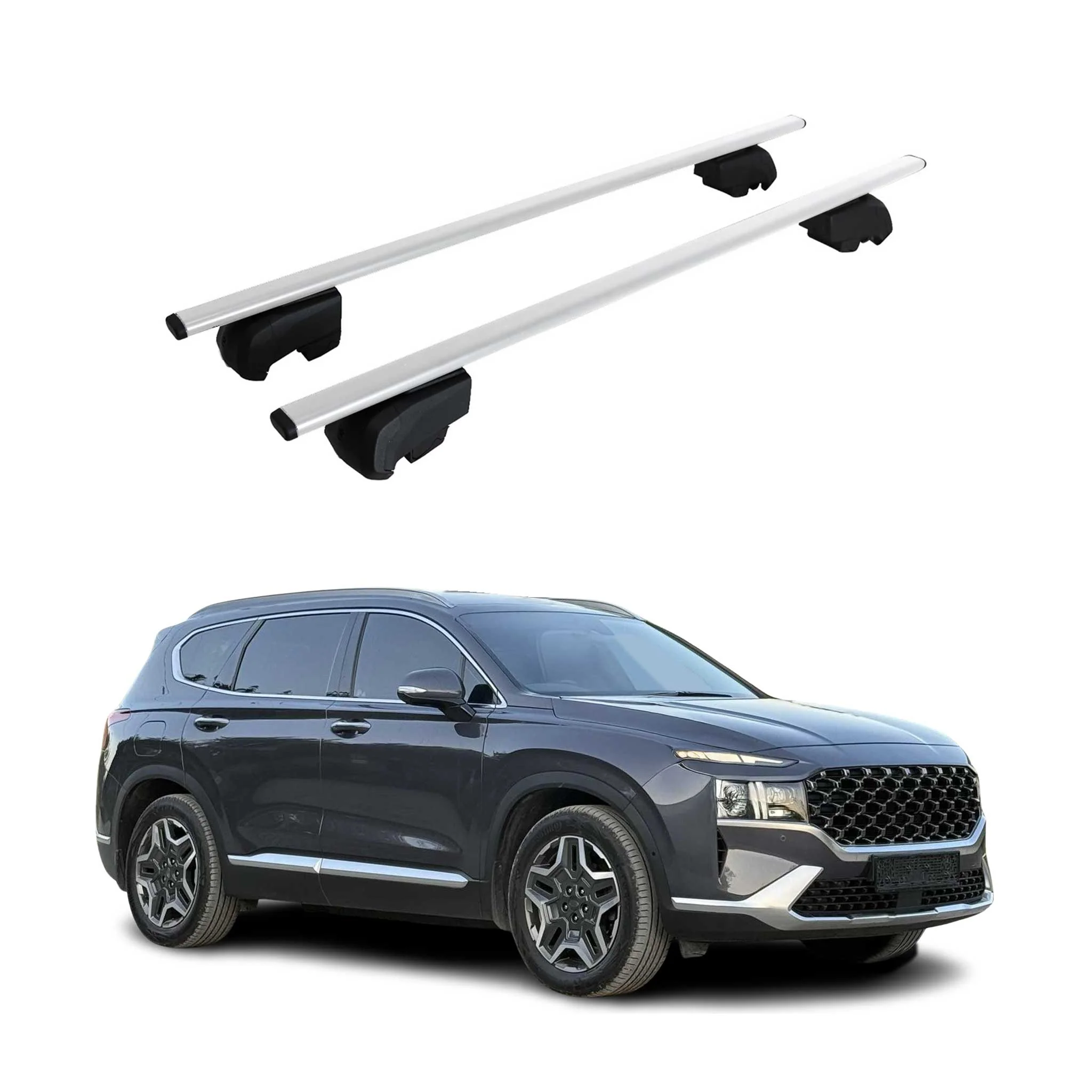 Dachträger Grundträger für Hyundai Santa Fe 2019-2023 Metall Silber ABE 2x