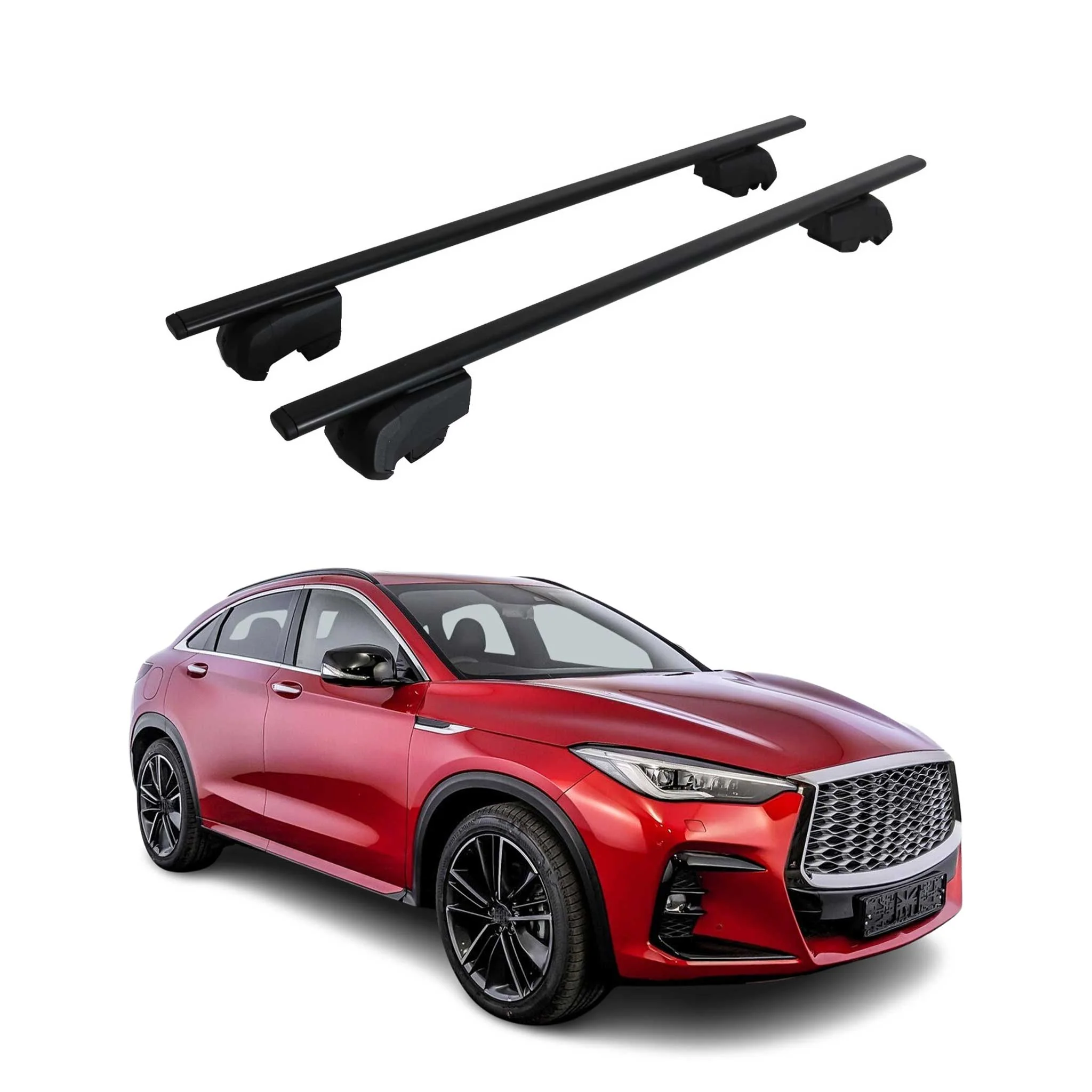 Dachträger Grundtäger für Infiniti QX55 2022-2025 75kg Metall Schwarz 2 tlg