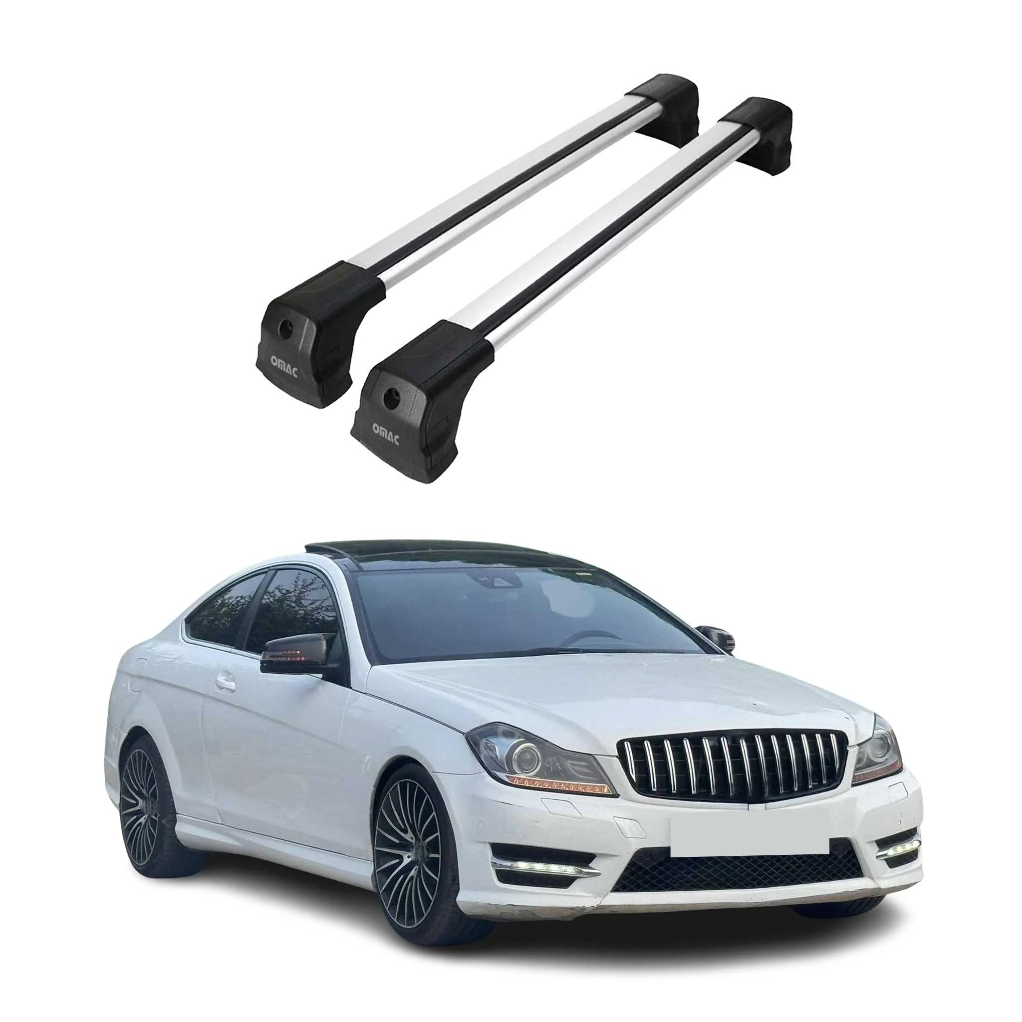 Dachträger Gepäckträger für Mercedes C Klasse C204 Coupe 2011-2014 Alu Grau