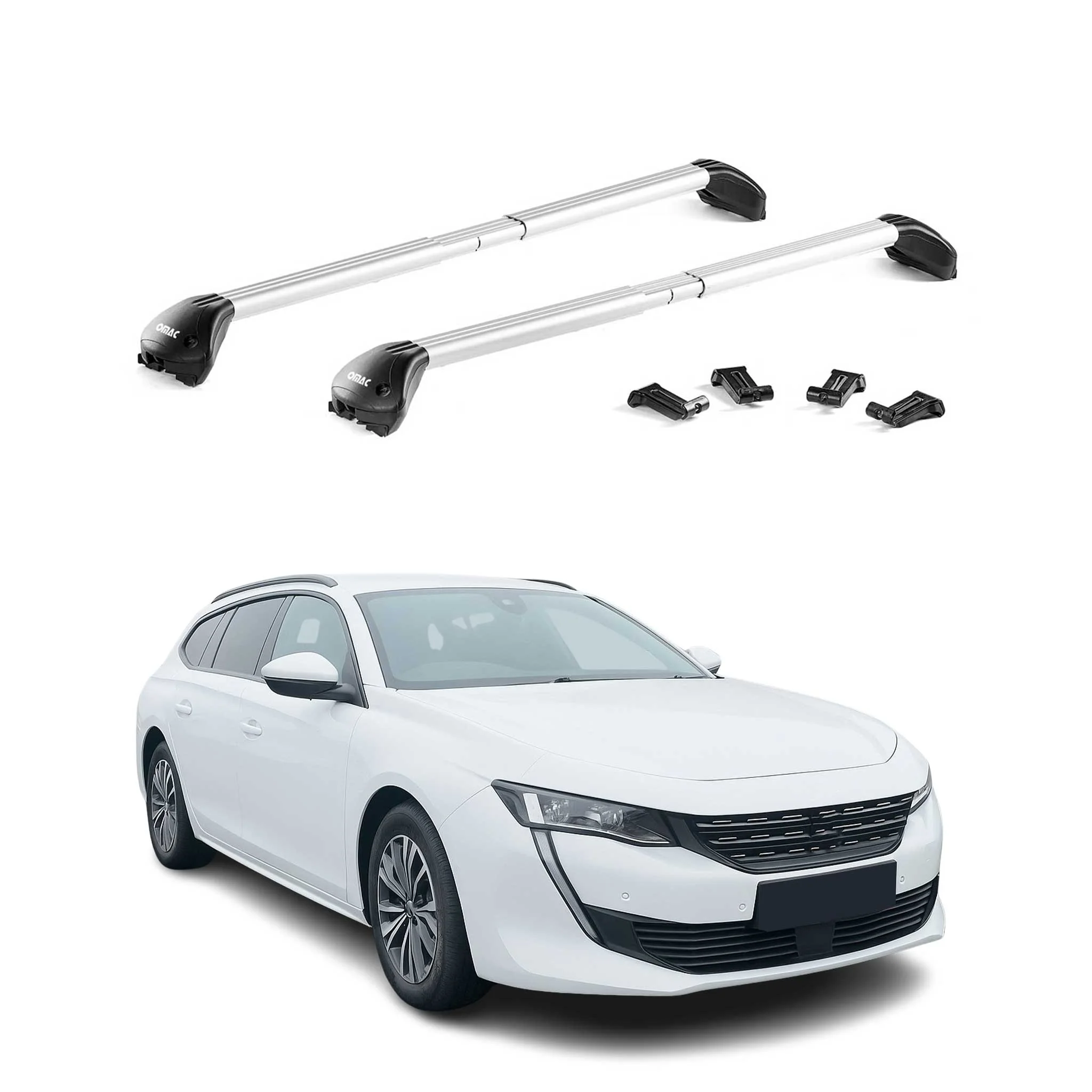Dachträger Grundtäger für Peugeot 508 Kombi 2018-2025 100kg Alu Silber 2 tlg ABE
