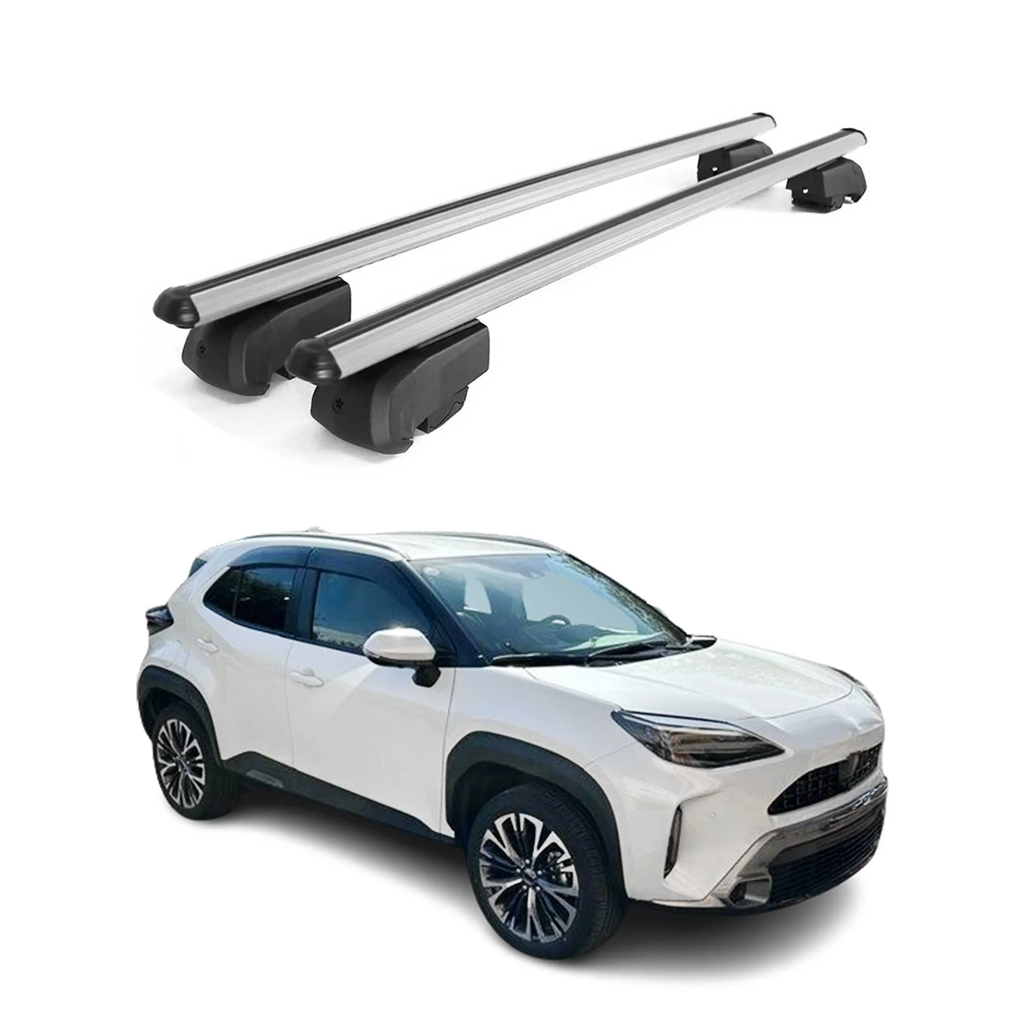 Dachträger Gepäckträger für Toyota Yaris Cross 2020-2023 ABE Alu Grau 2x