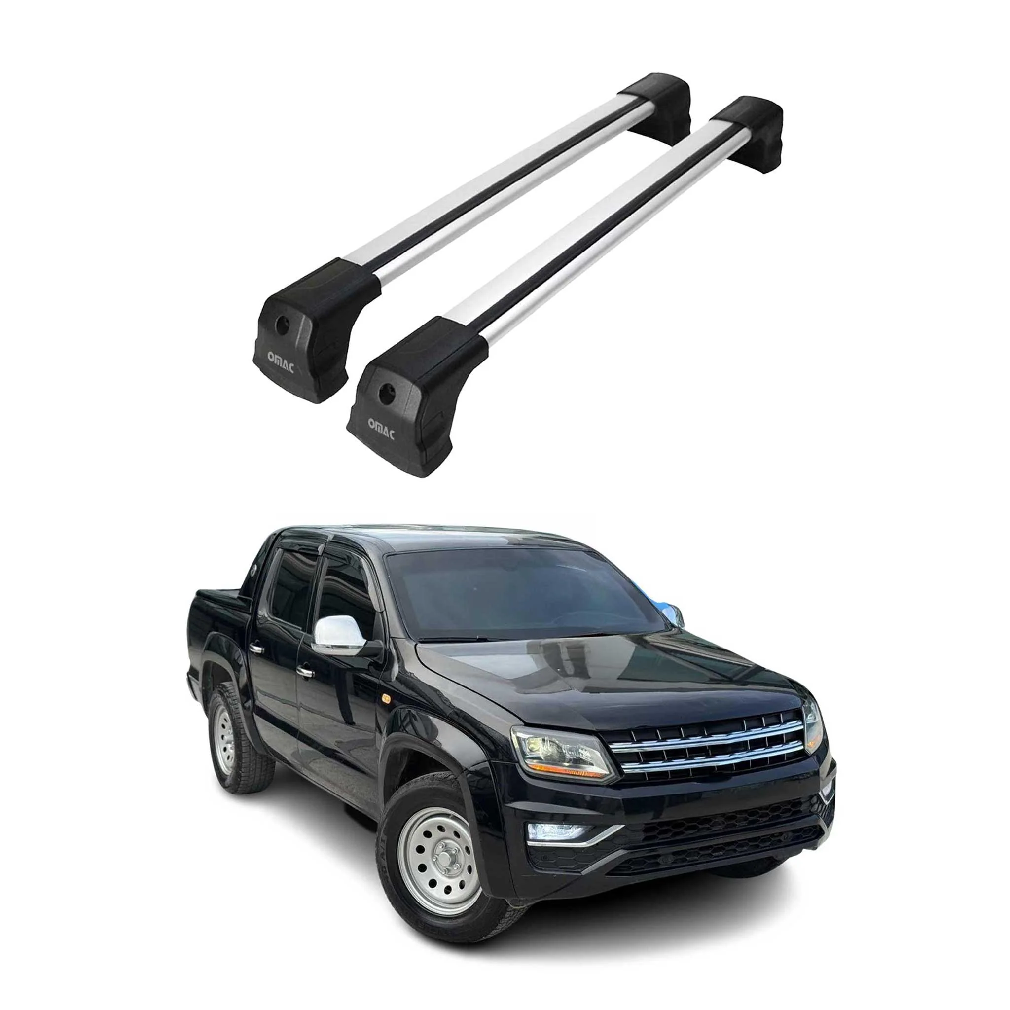 Dachträger Grundtäger für VW Amarok mk1 2010-2022 75kg Aluminium Silber 2 tlg