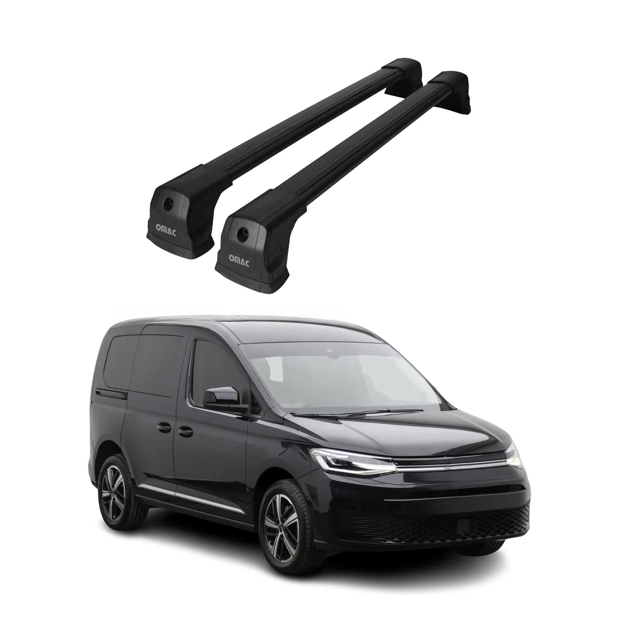 Dachträger Grundtäger für VW Caddy 2020-2026 75kg Aluminium Schwarz 2 tlg