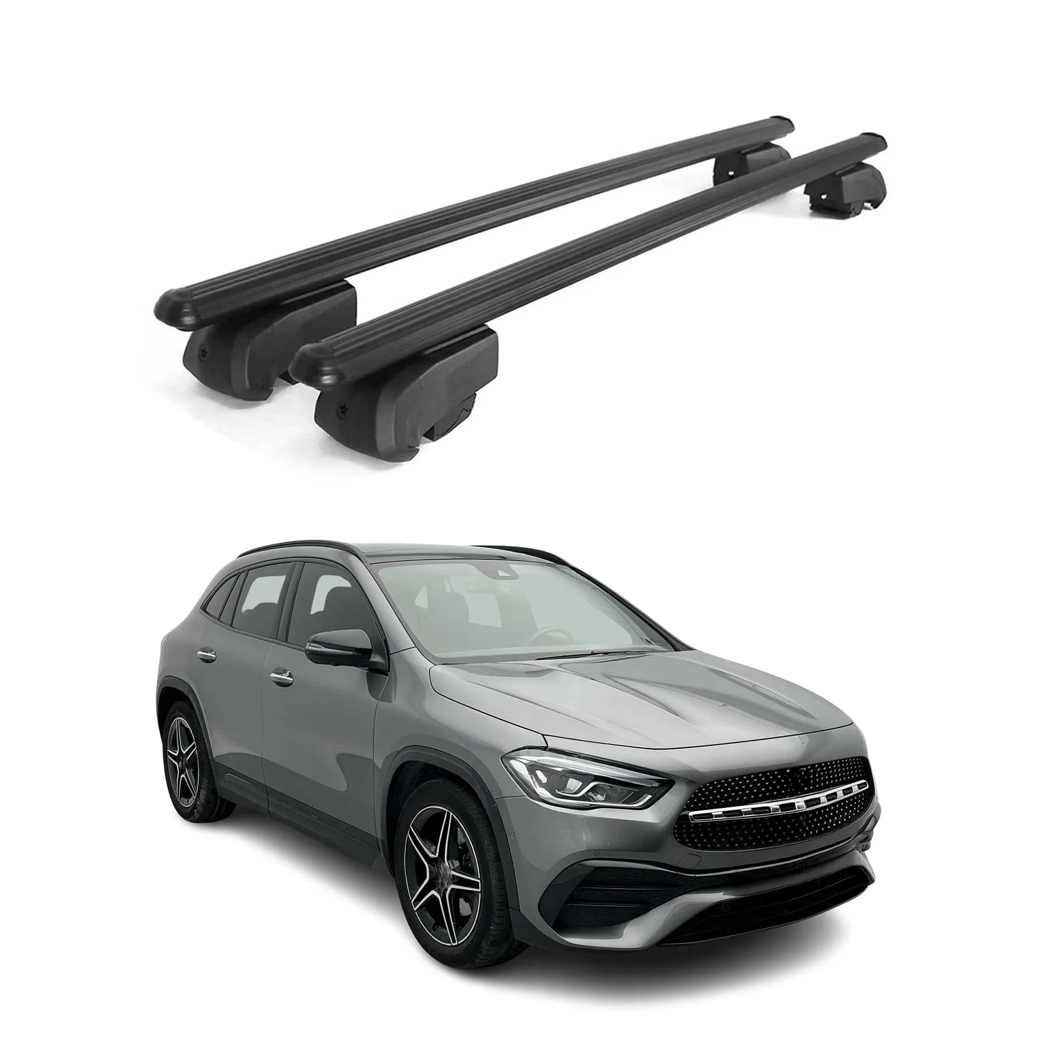 Dachträger Gepäckträger für Mercedes GLA H247 2020-2026 ABE Alu Schwarz 2tlg