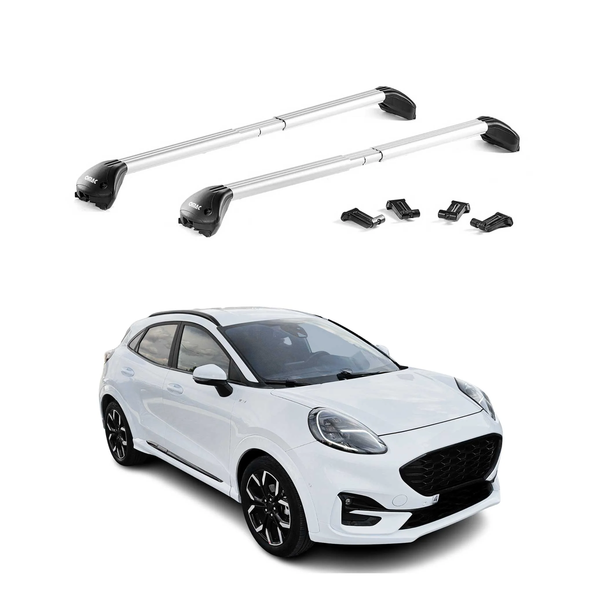 Dachträger Grundtäger für Ford Puma 2019-2026 100kg Aluminium Silber 2 tlg ABE