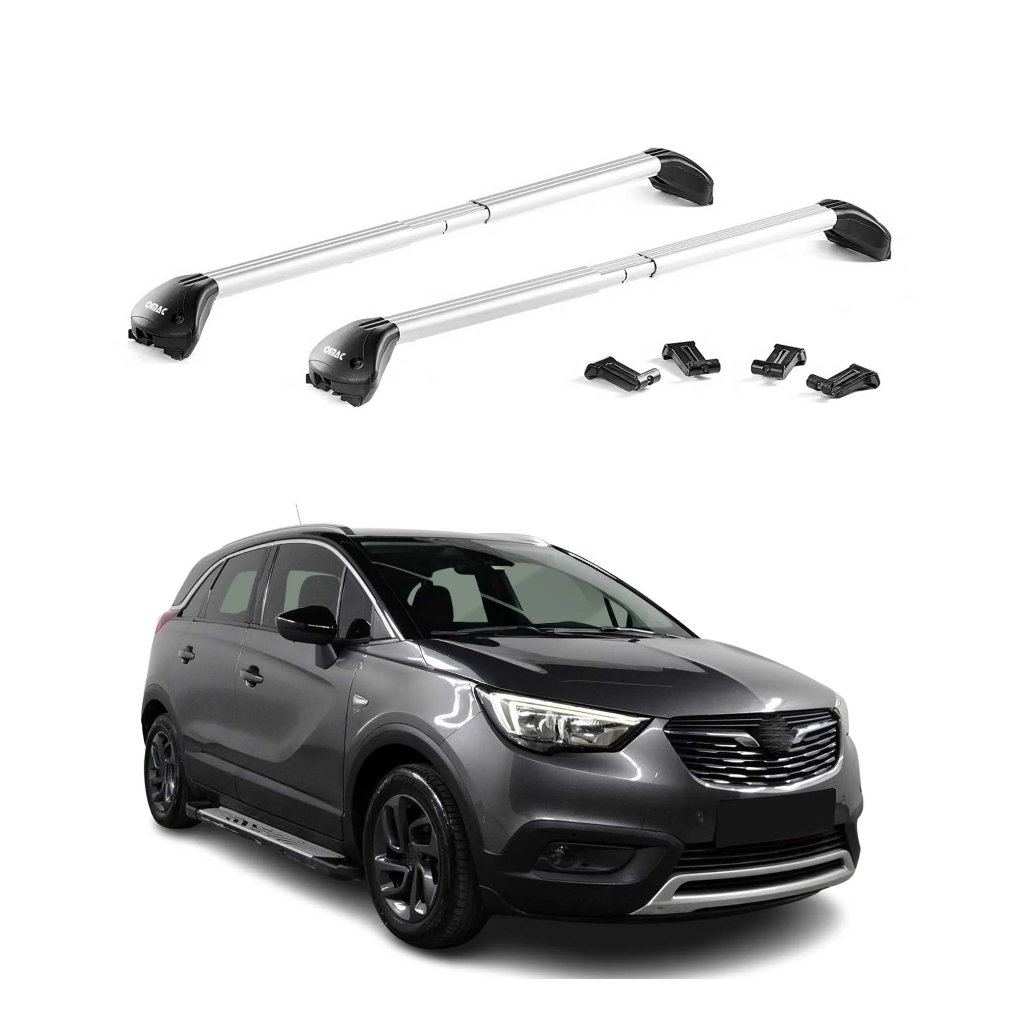 Dachträger für Opel Crossland X / Grandland X 2017-2024 100kg Alu Silber 2x ABE