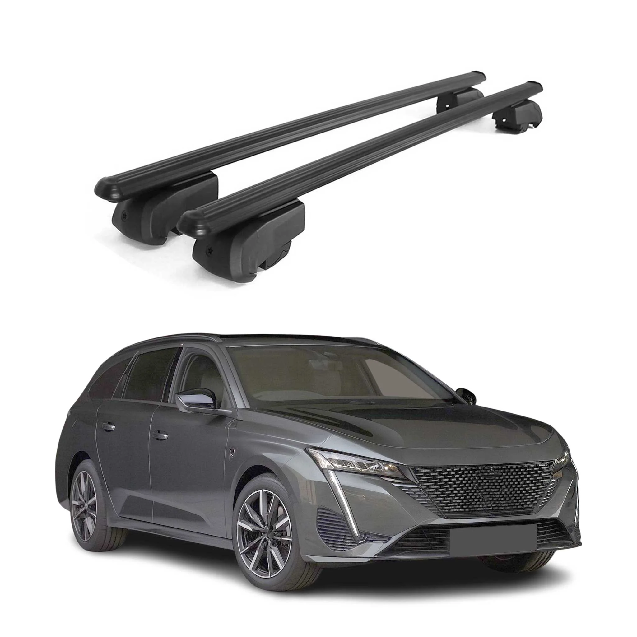 Dachträger Gepäckträger für Peugeot 308 III P5 SW 2021-2023 ABE Alu Schwarz