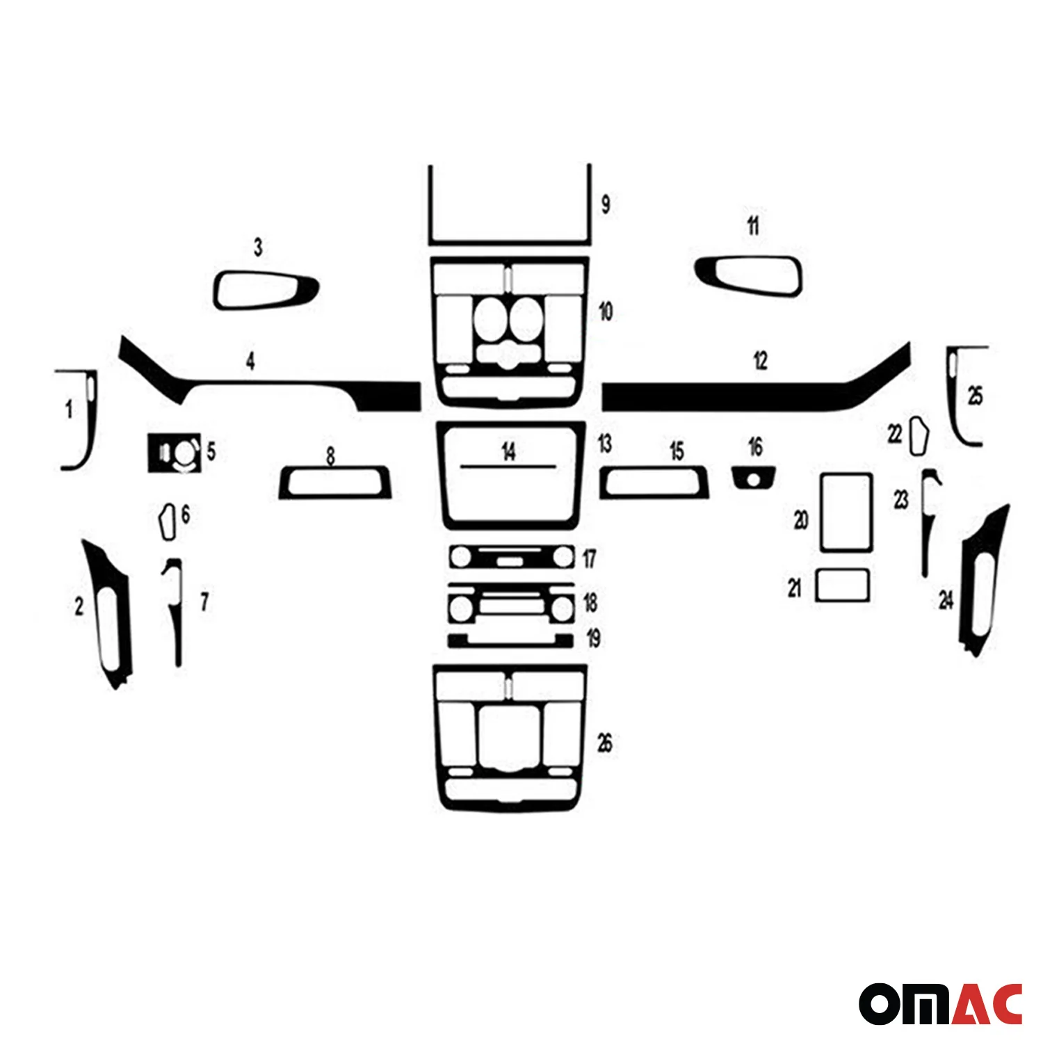 Dekor Cockpit Innenraum für Mercedes Vito W639 2006-2014 Carbon Optik 25 tlg - Image 2