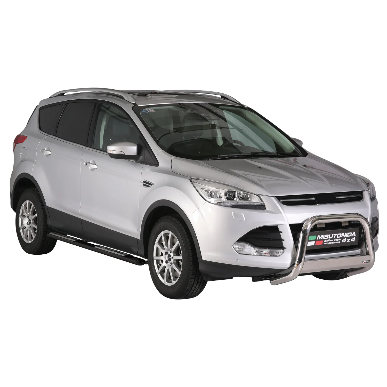 Edelstahl Seitenschweller Schwellerrohre für Ford Kuga II 2012-17 Pre-FL Schwarz