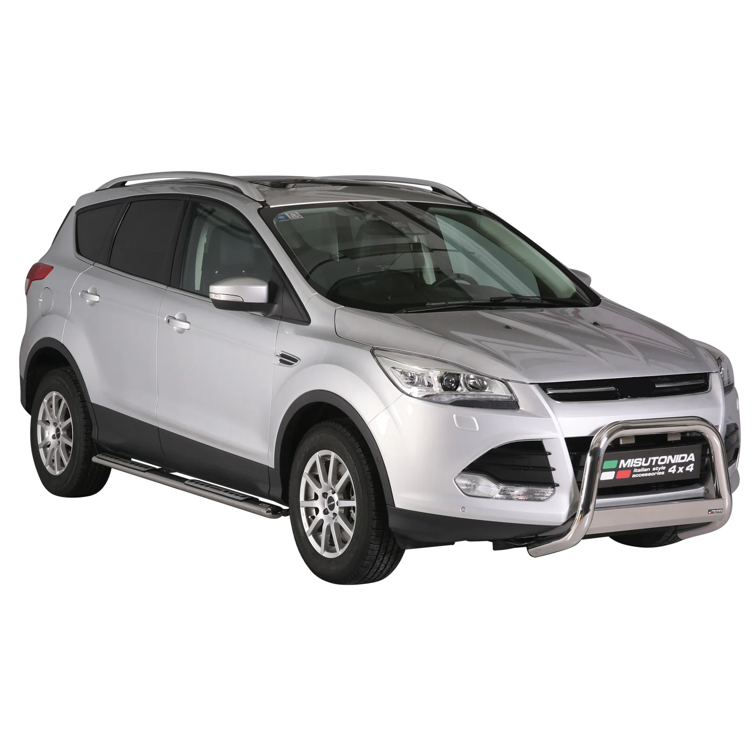 Edelstahl Seitenschweller Schwellerrohre für Ford Kuga II 2012-17 Pre-FL Silber