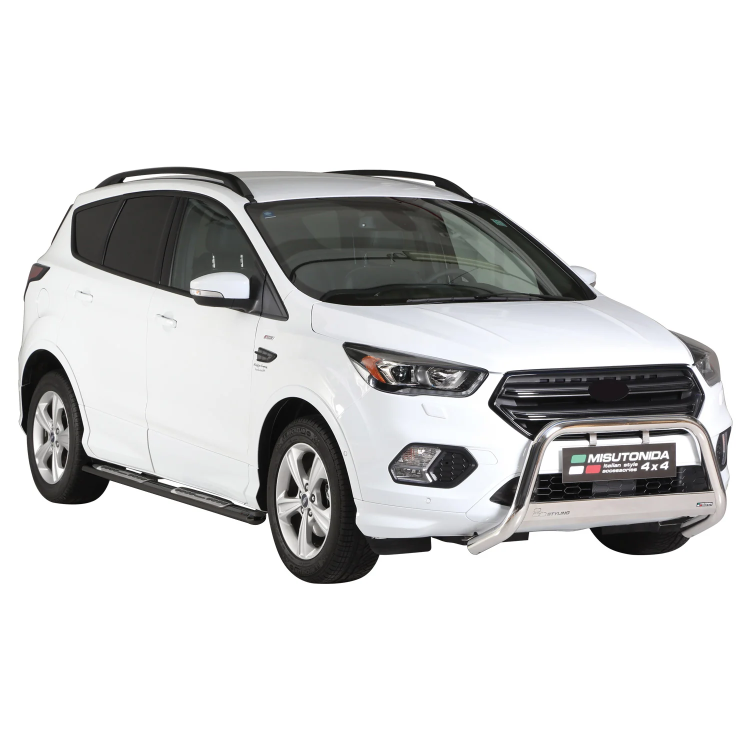 Edelstahl Seitenschweller Schwellerrohre für Ford Kuga II 2017-2019 FL Schwarz