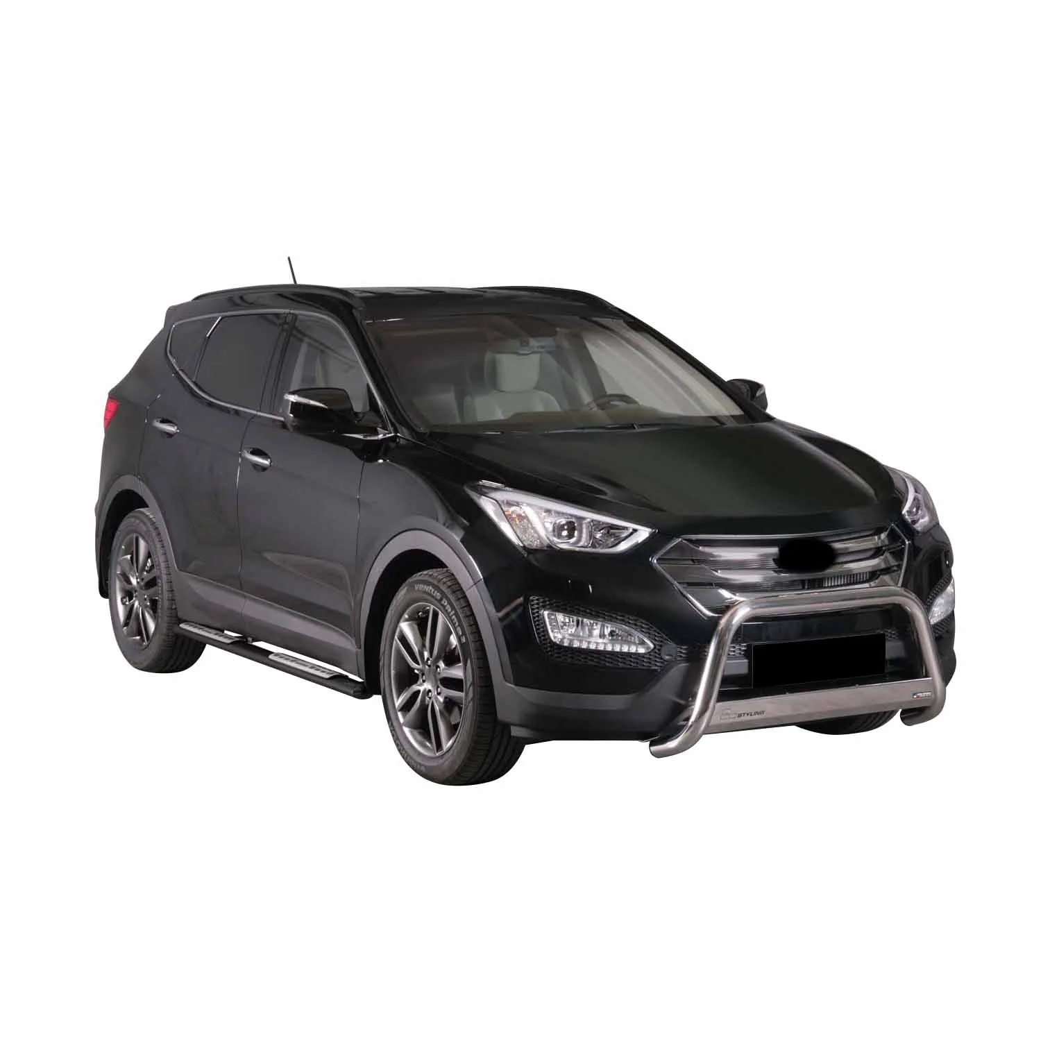Edelstahl Seitenschweller Schwellerrohre für Hyundai Santa Fe 2012-2015 Schwarz