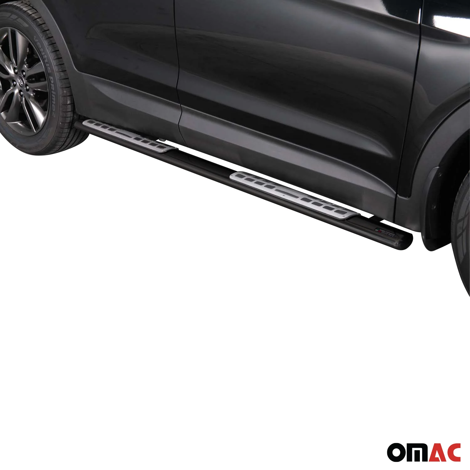 Edelstahl Seitenschweller Schwellerrohre für Hyundai Santa Fe 2012-2015 Schwarz - Image 2