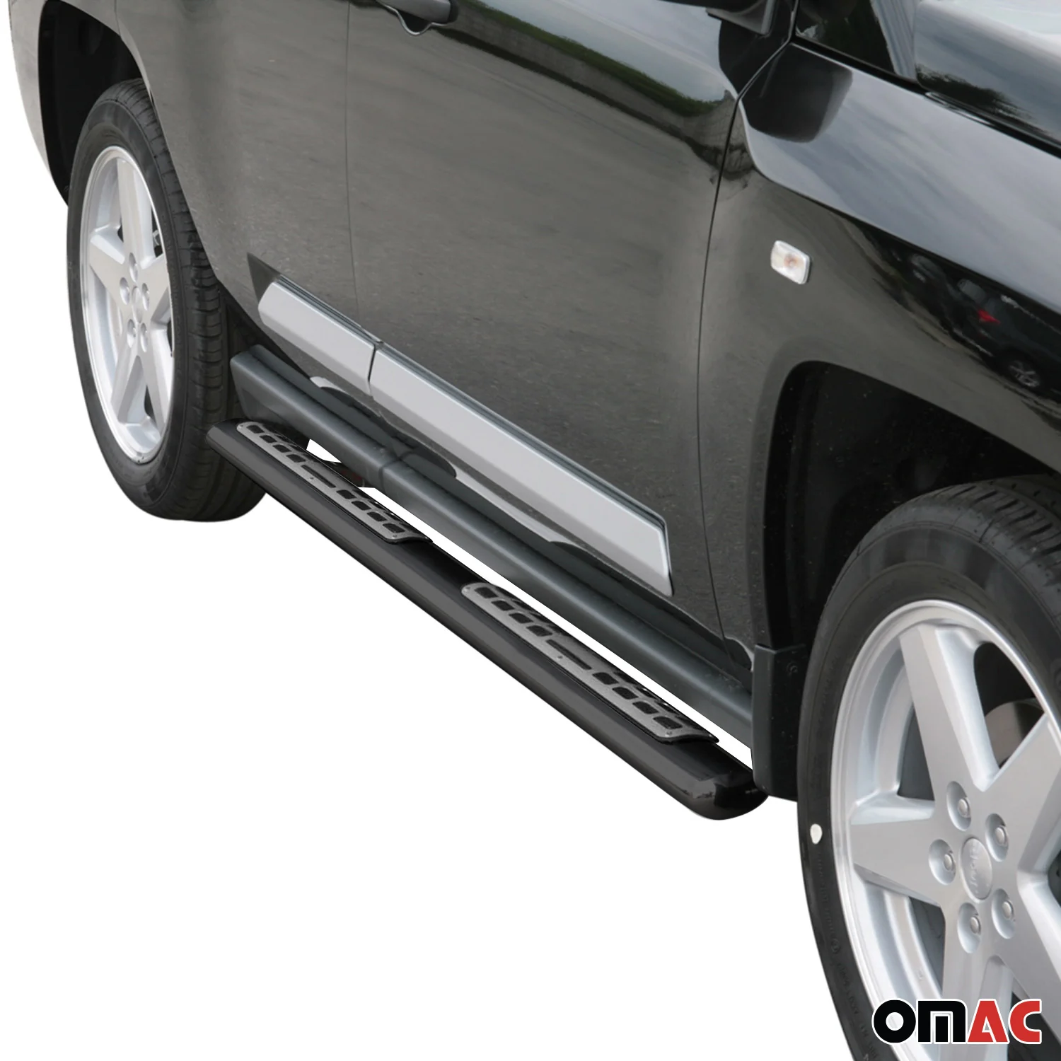 Edelstahl Seitenschweller Schwellerrohre für Jeep Compass 2007-2010 Schwarz - Image 2