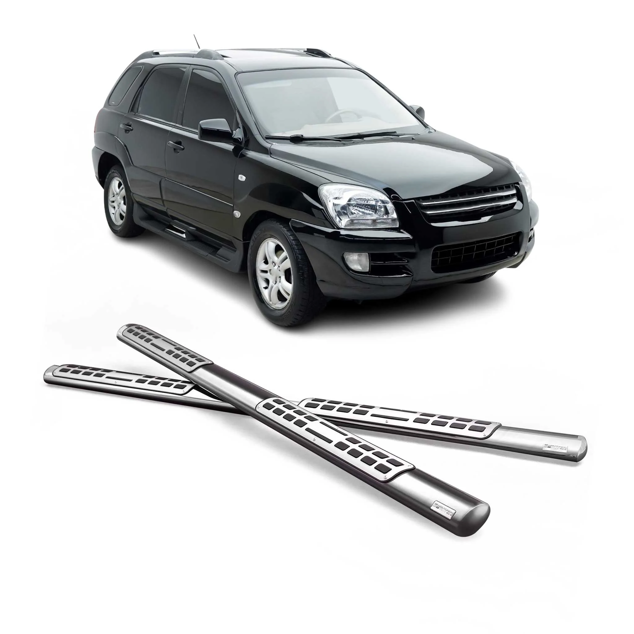 Edelstahl Seitenschweller Schwellerrohre für Kia Sportage 2005-2008 Silber