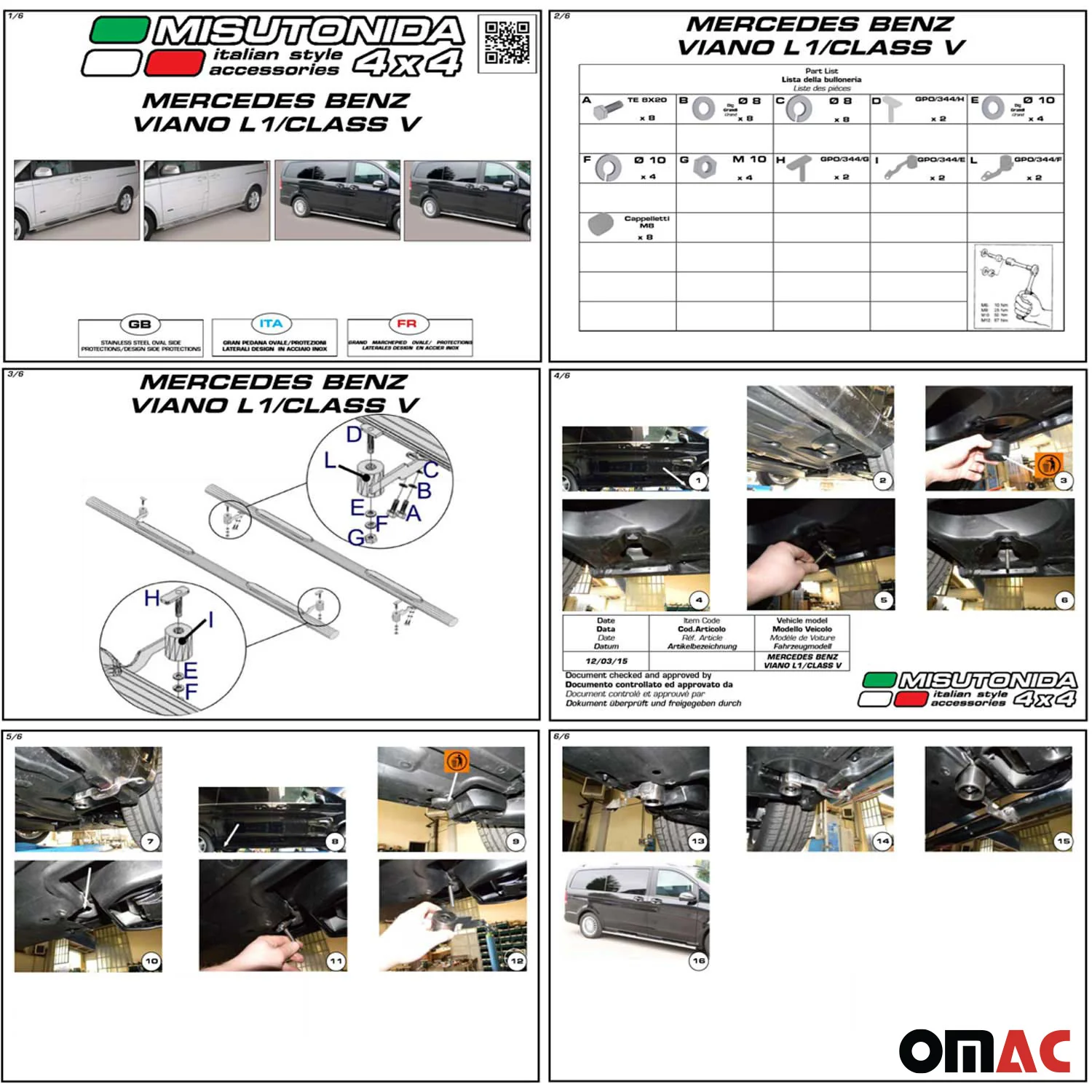 Edelstahl Seitenschweller Schwellerrohre für Mercedes Vito Viano 2010-14 Schwarz - Image 3