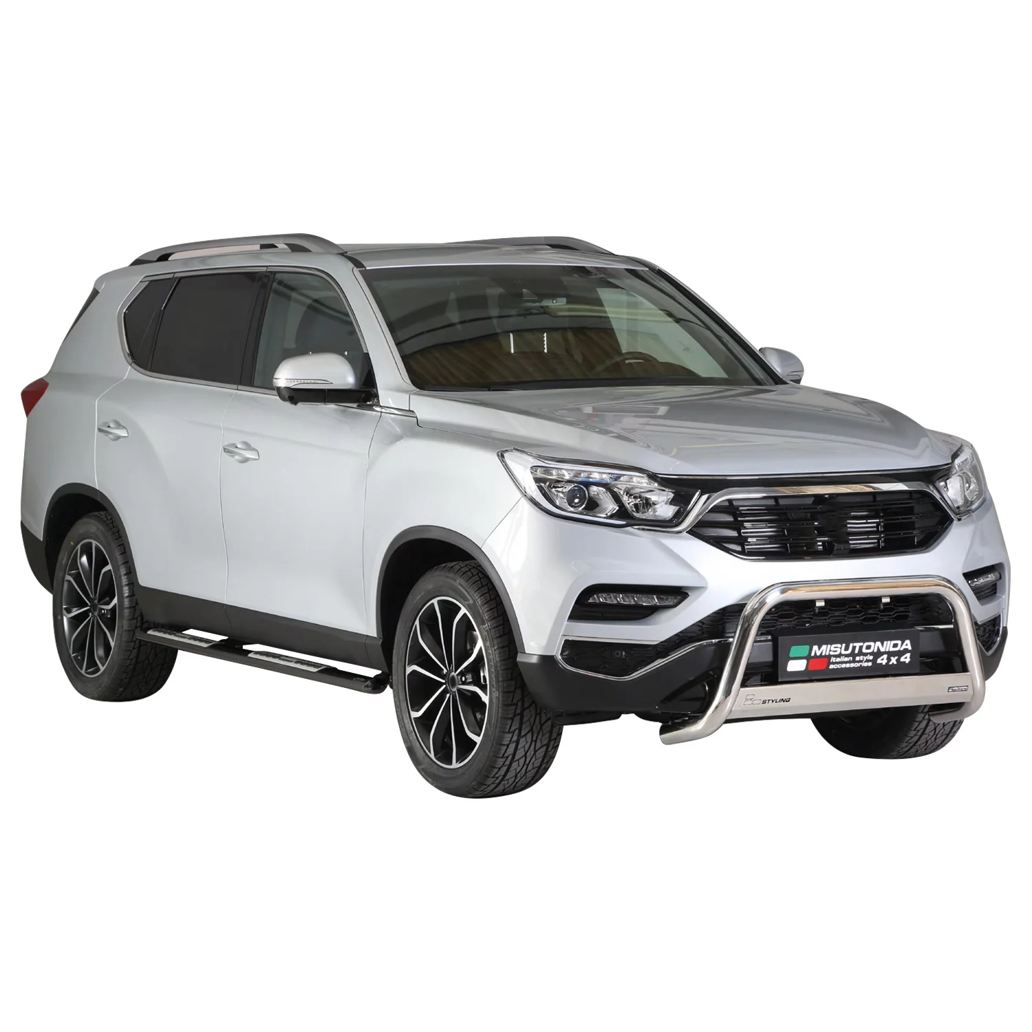 Edelstahl Seitenschweller Schwellerrohre für Ssangyong Rexton 2017-2026 Schwarz