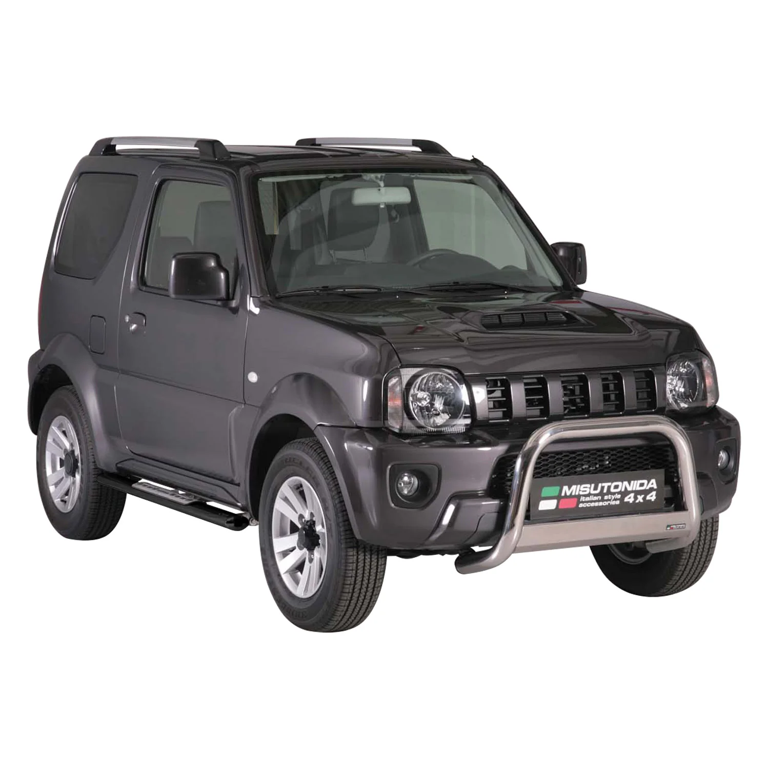 Edelstahl Seitenschweller Schwellerrohre für Suzuki Jimny 2012-2017 Schwarz