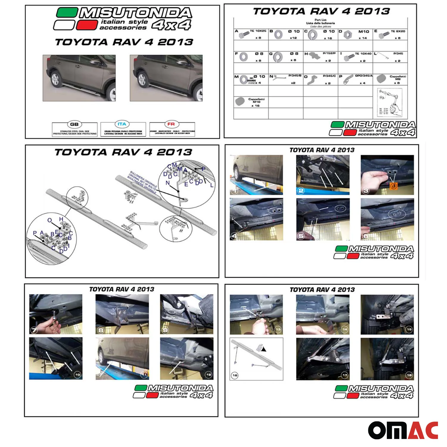 Edelstahl Seitenschweller Schwellerrohre für Toyota RAV4 XA40 2013-2015 Schwarz - Image 4
