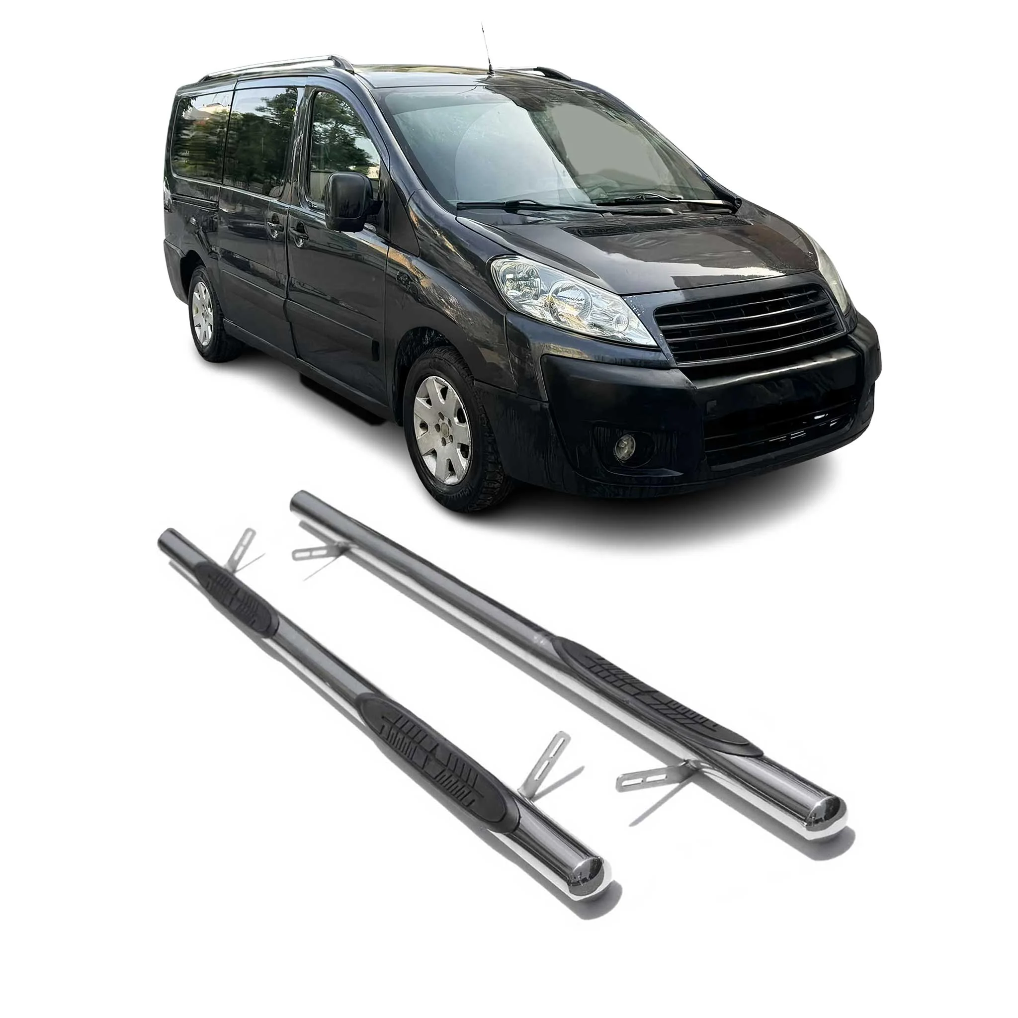 Edelstahl Trittbretter Schwellerrohre für Fiat Scudo 2007-2016 Edelstahl Silber