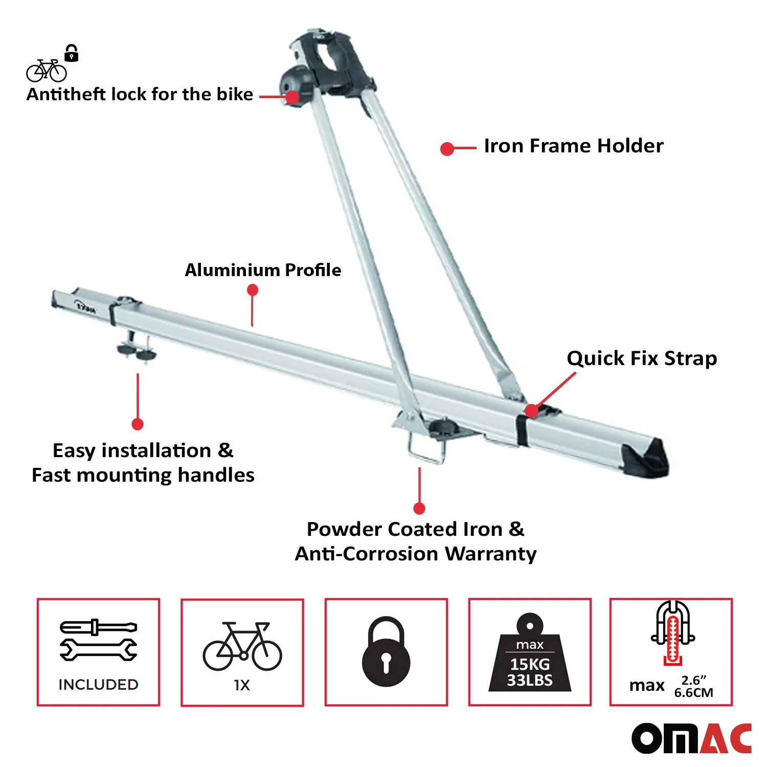 Fahrradträger Dachfahrradträger bis 15kg Fahrradhalter Aluminium Fahrräder - Image 3