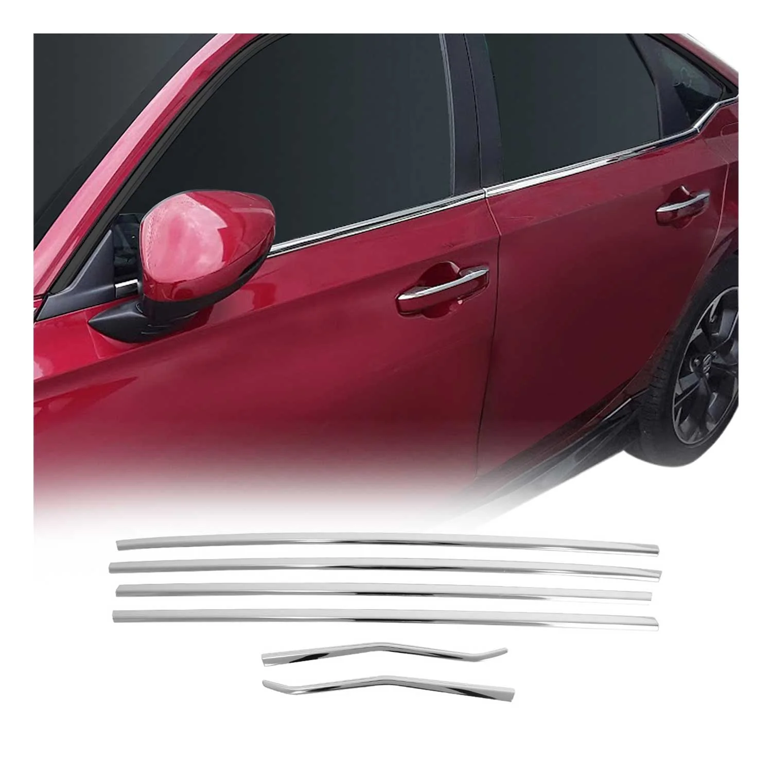 Fensterleisten Zierleisten für Honda Civic Stufenheck 2022-2026 Edelstahl 6tlg