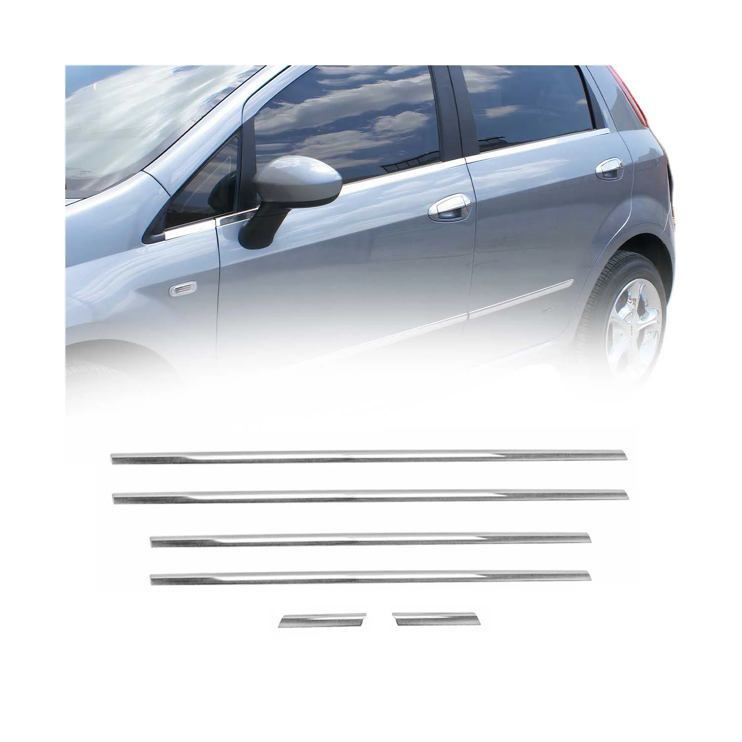 Fensterleisten Zierleisten für Fiat Siena 1995-2004 Edelstahl Chrom 6tlg