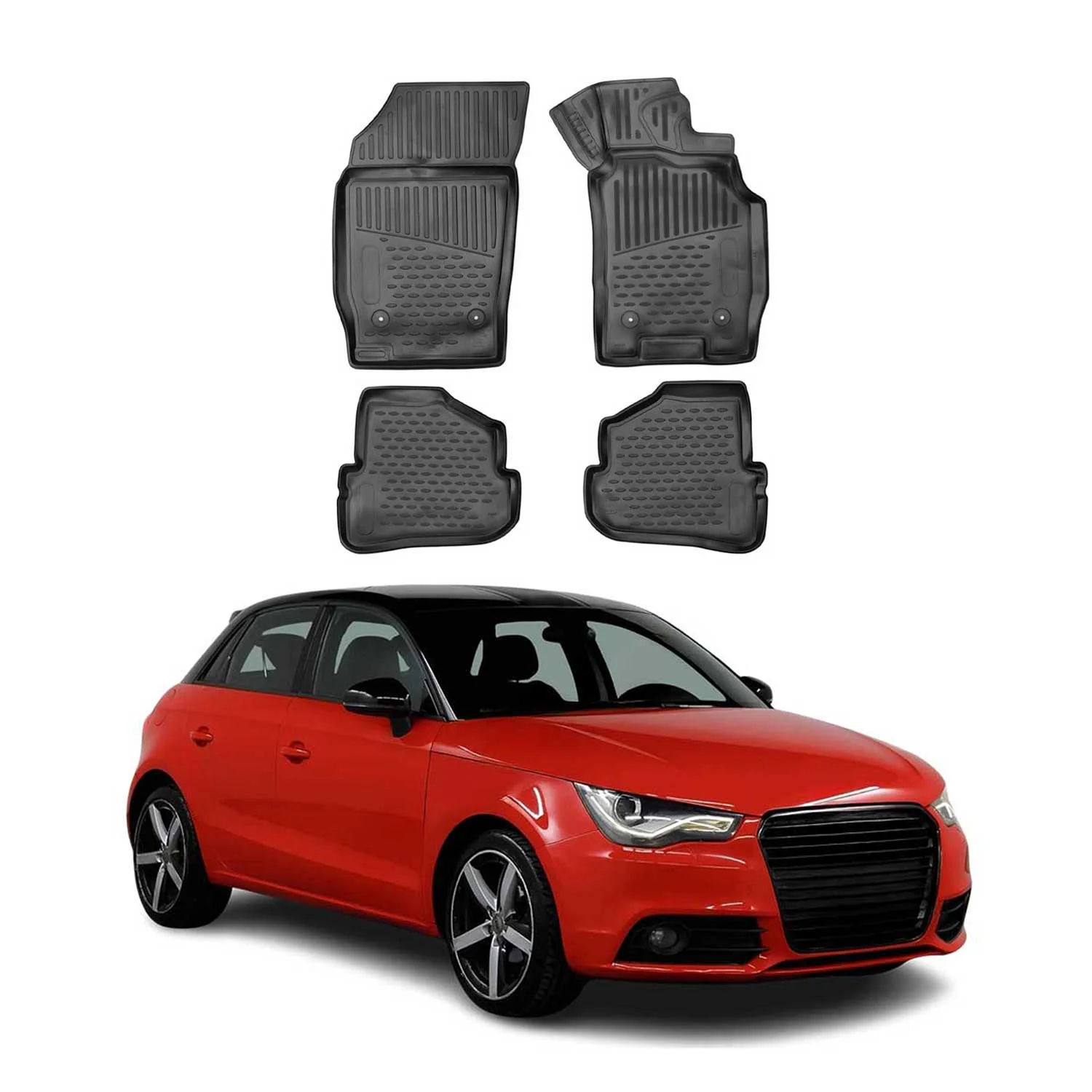 OMAC Gummimatten Fußmatten für Audi A1 A1 Sportback 8X 2010-2018 TPE Schwarz 4x