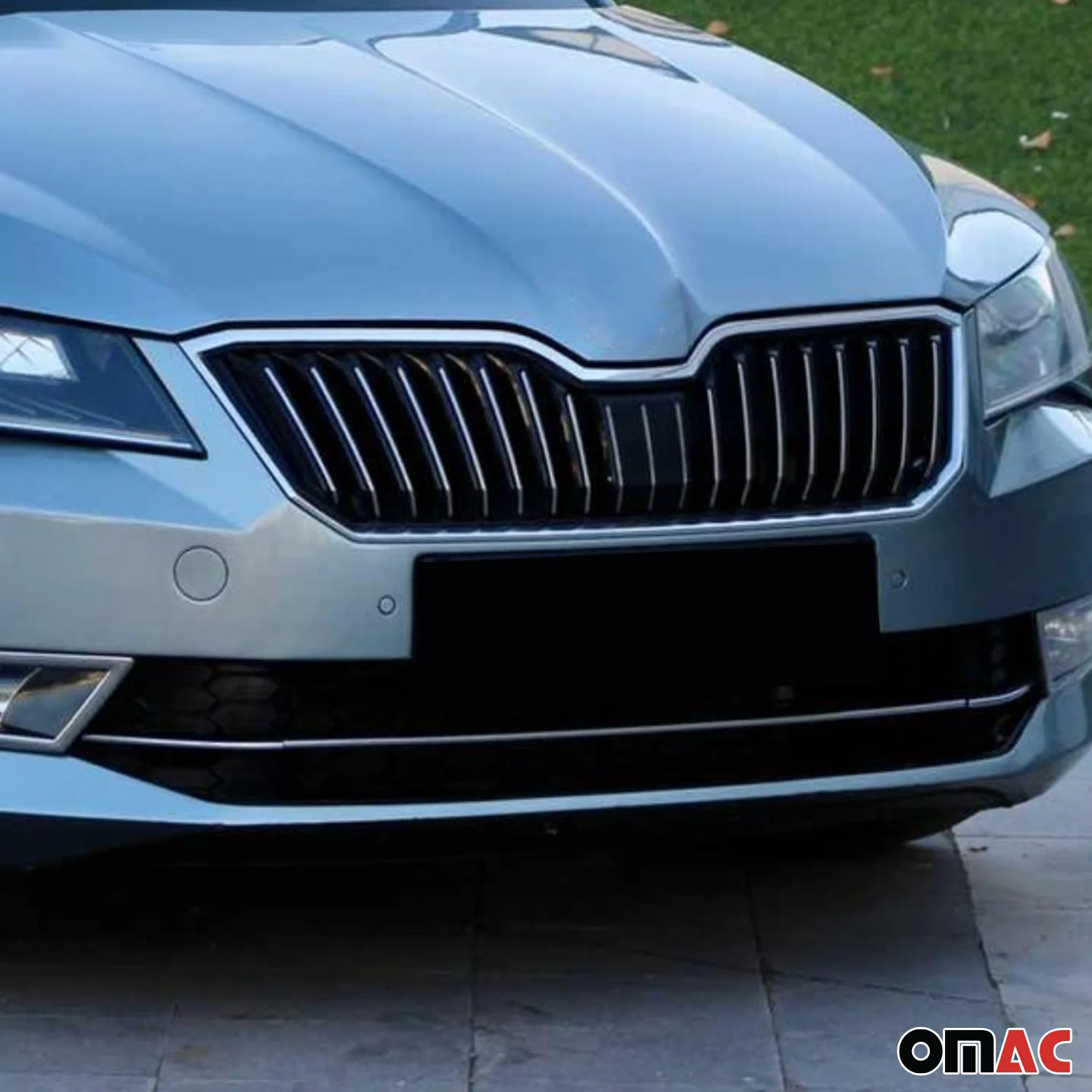 Frontgrill Leiste für Skoda Superb III 2015-2019 Edelstahl Chrom 3 Tlg - Image 3