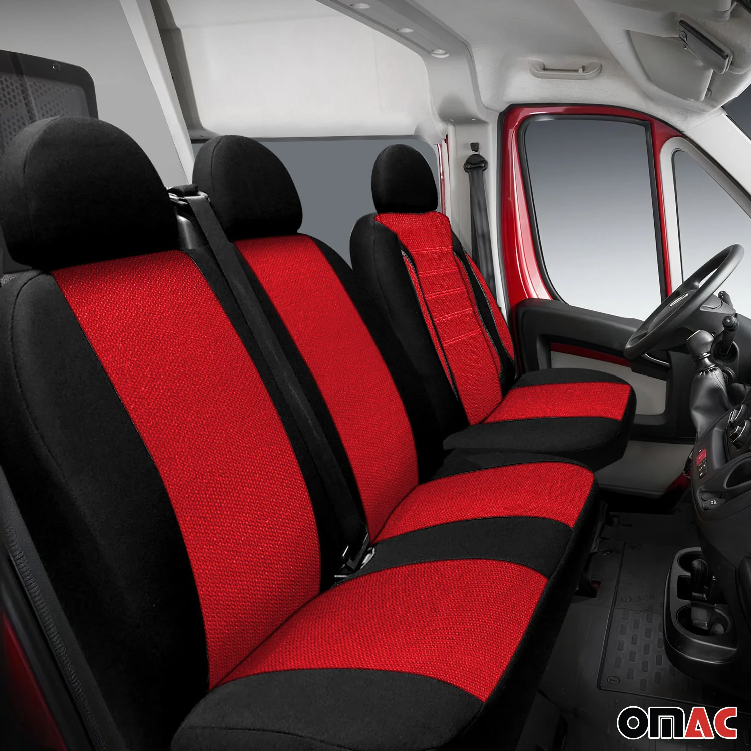 Schonbezüge Sitzbezüge für Citroen Jumpy / Jumper / SpaceTourer Schwarz Rot 2+1