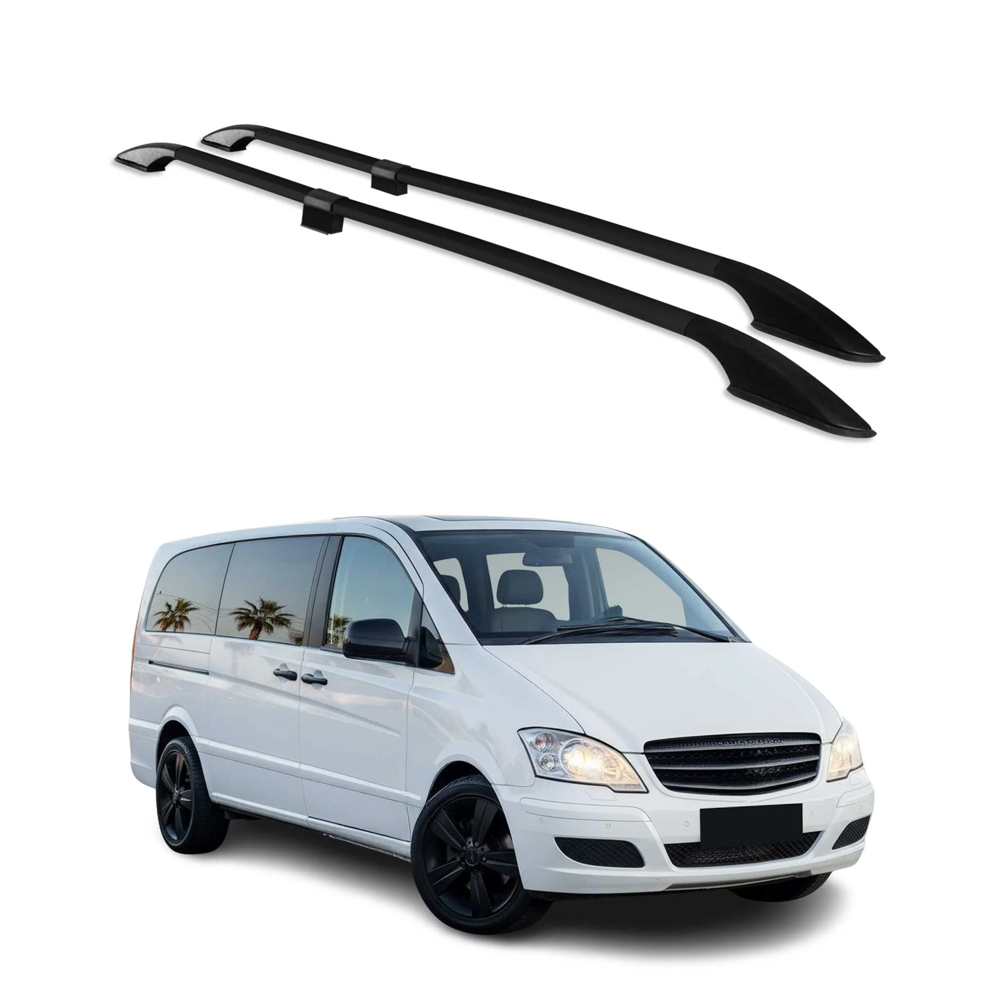Dachreling für Mercedes Viano W639 2003-2014 Alu Schwarz L2 Langer Radstand