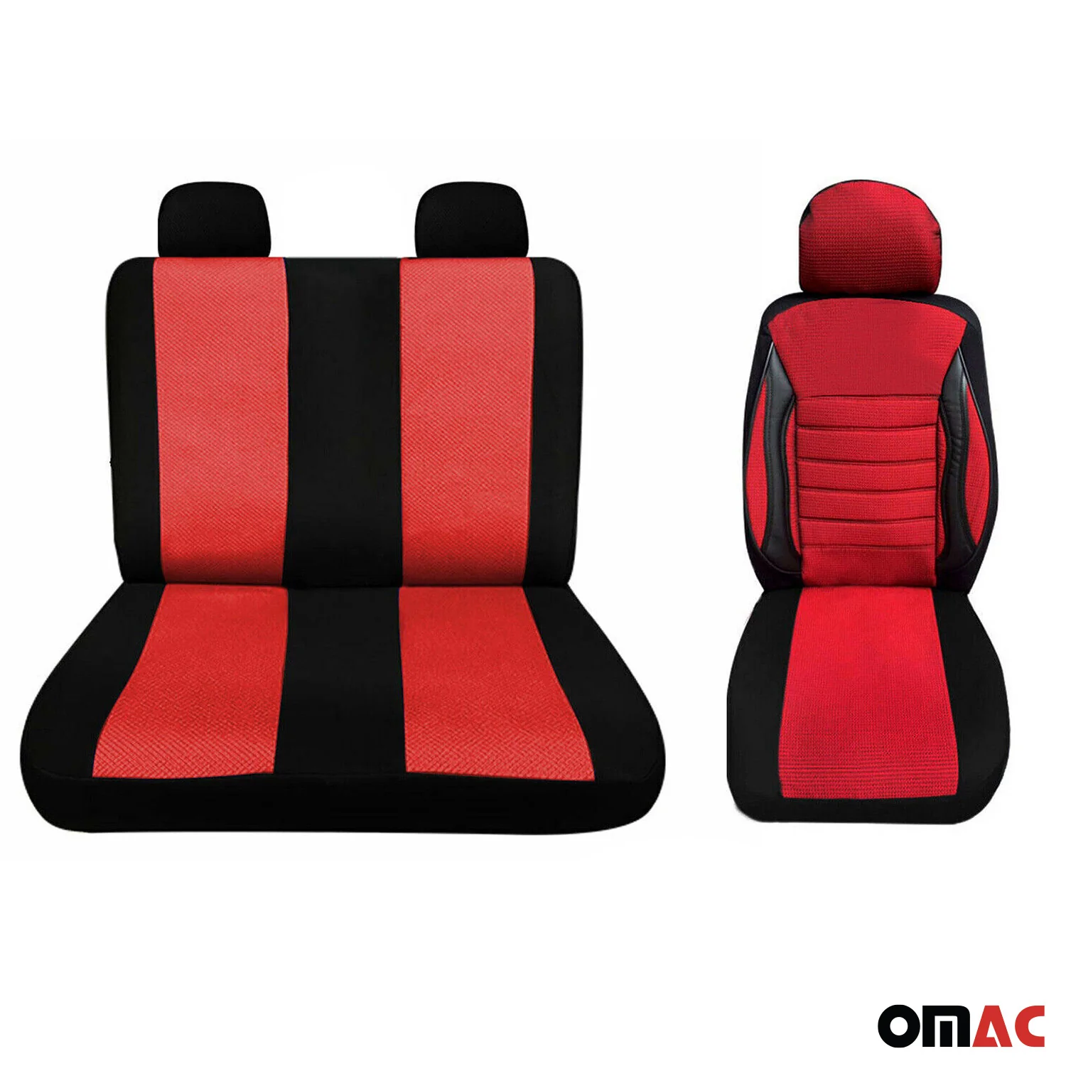 Schonbezüge Sitzbezüge für Fiat Ducato Scudo Talento Schwarz Rot 2+1 Vorne - Image 2