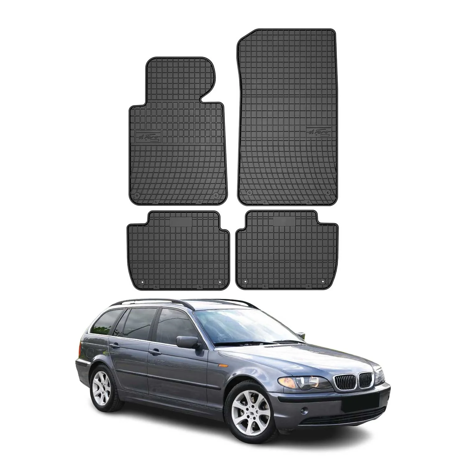 OMAC Gummi Fußmatten für BMW 3er Limo Touring E46 1998-2005 Automatte Schwarz 4x