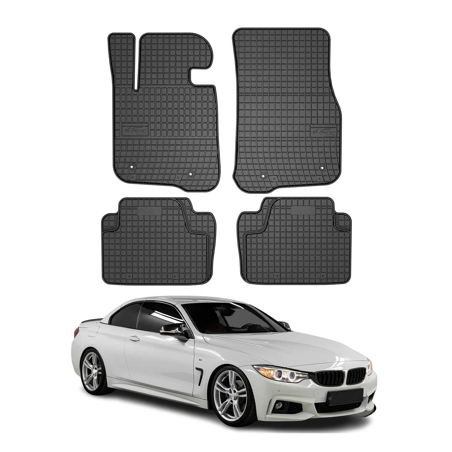 OMAC Gummi Fußmatten für BMW 4er F33 F36 Cabrio Gran Coupe 2013-2021 Schwarz 4x
